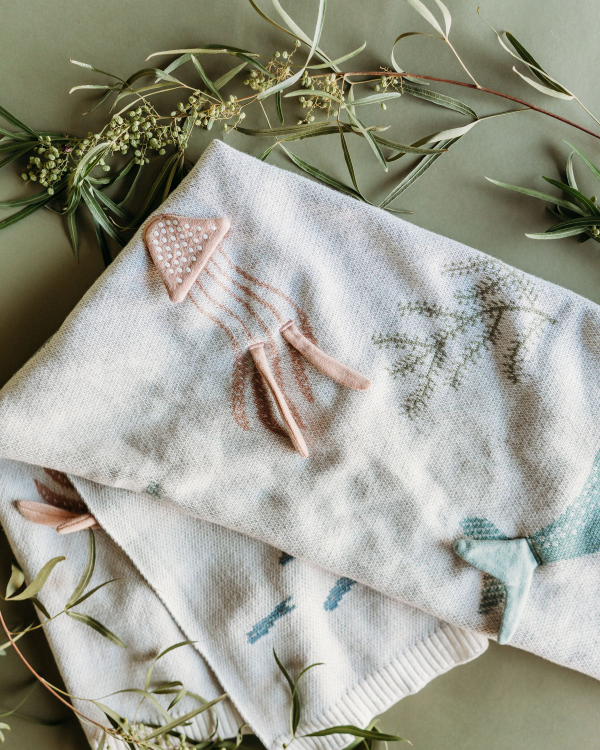 Ocean Jellyfish - 3D Jacquard Sweater Knit Baby Blanket (Organic Cotton)