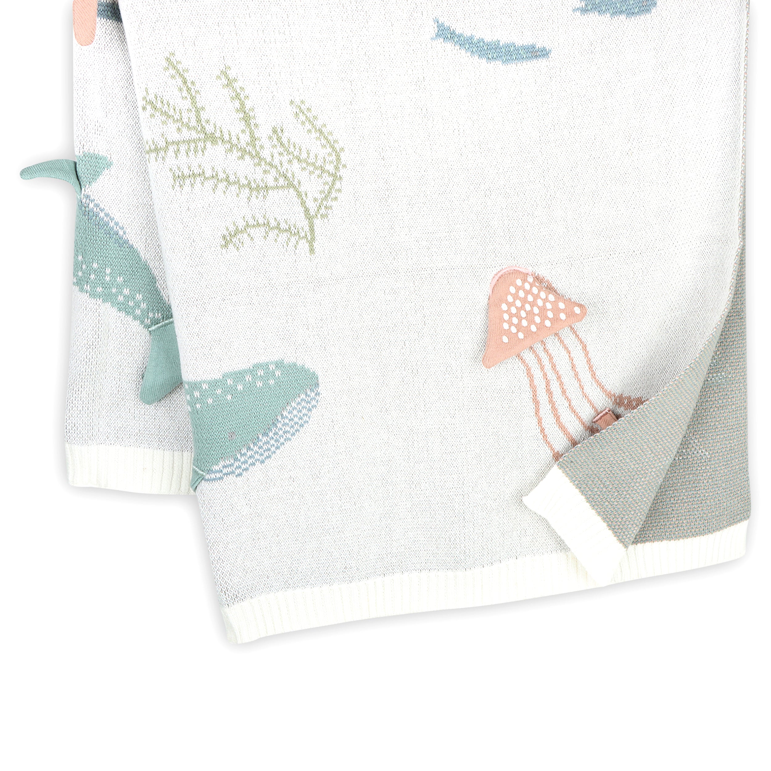 Ocean Jellyfish 3D - Organic Cotton Jacquard Sweater Knit Baby Blanket Texture