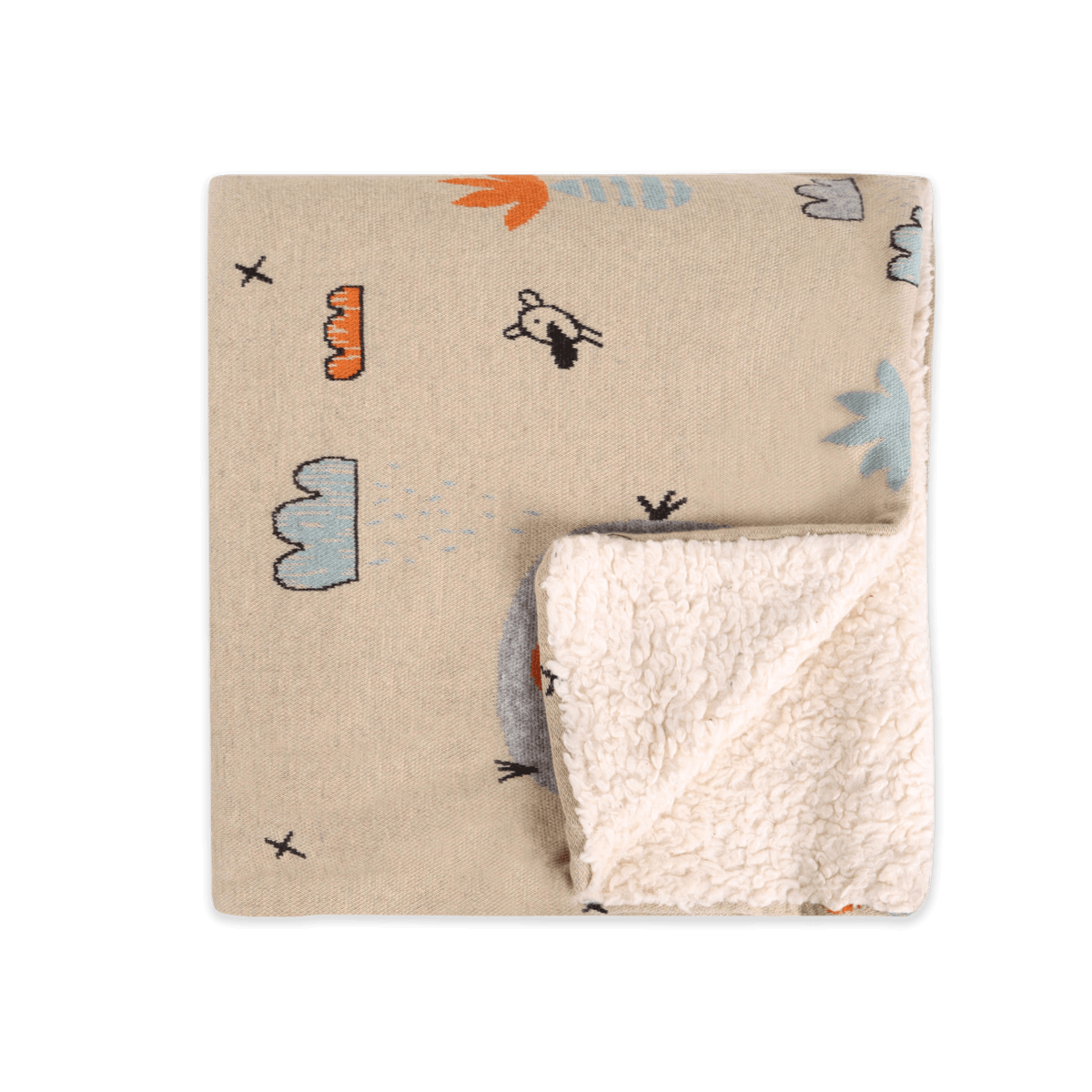 Elephant Safari - Cozy Sherpa Jacquard Sweater Knit Baby Blanket (Organic Cotton)