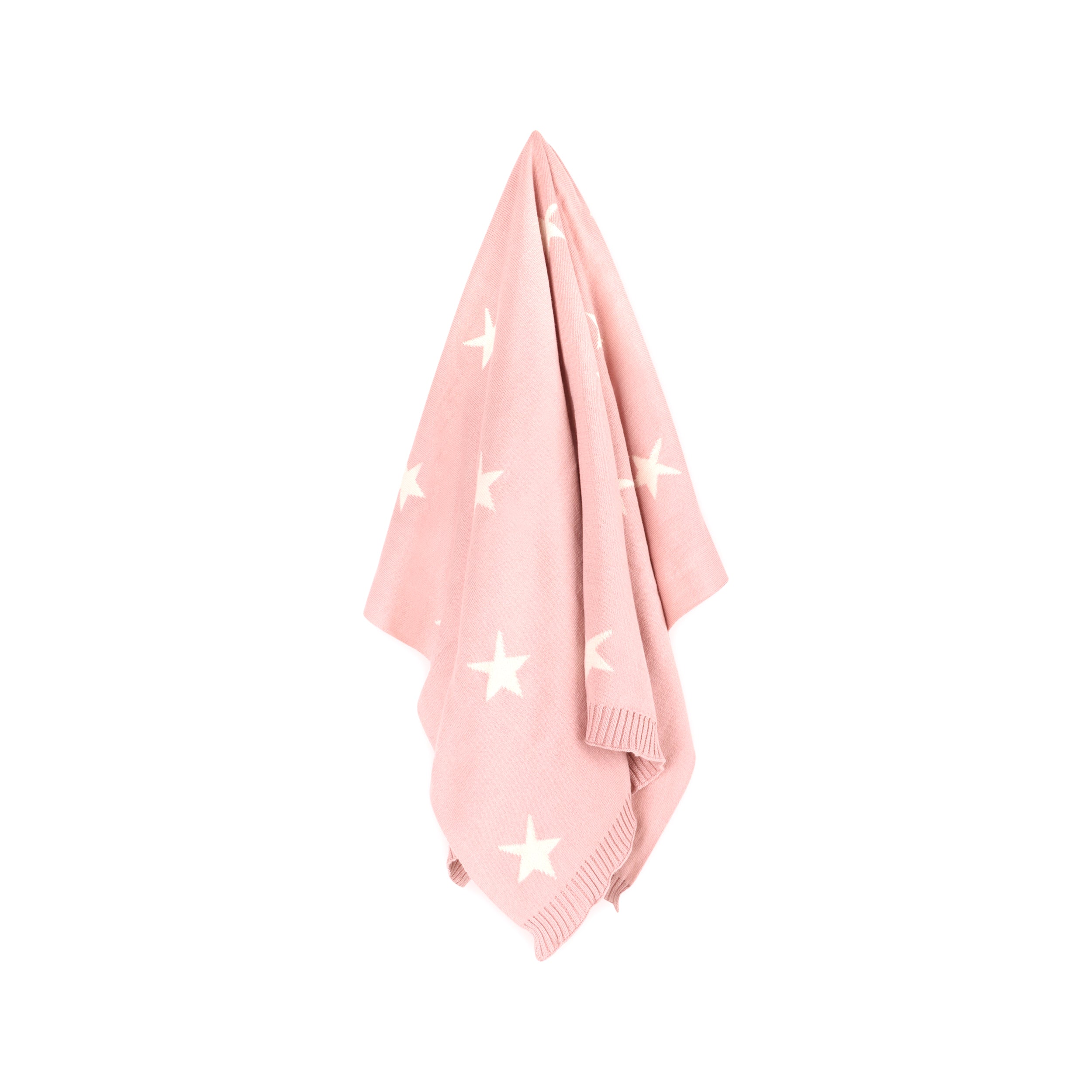 Stars - Reversible Jacquard Sweater Knit Baby Blanket (Organic Cotton) - Blush Pink
