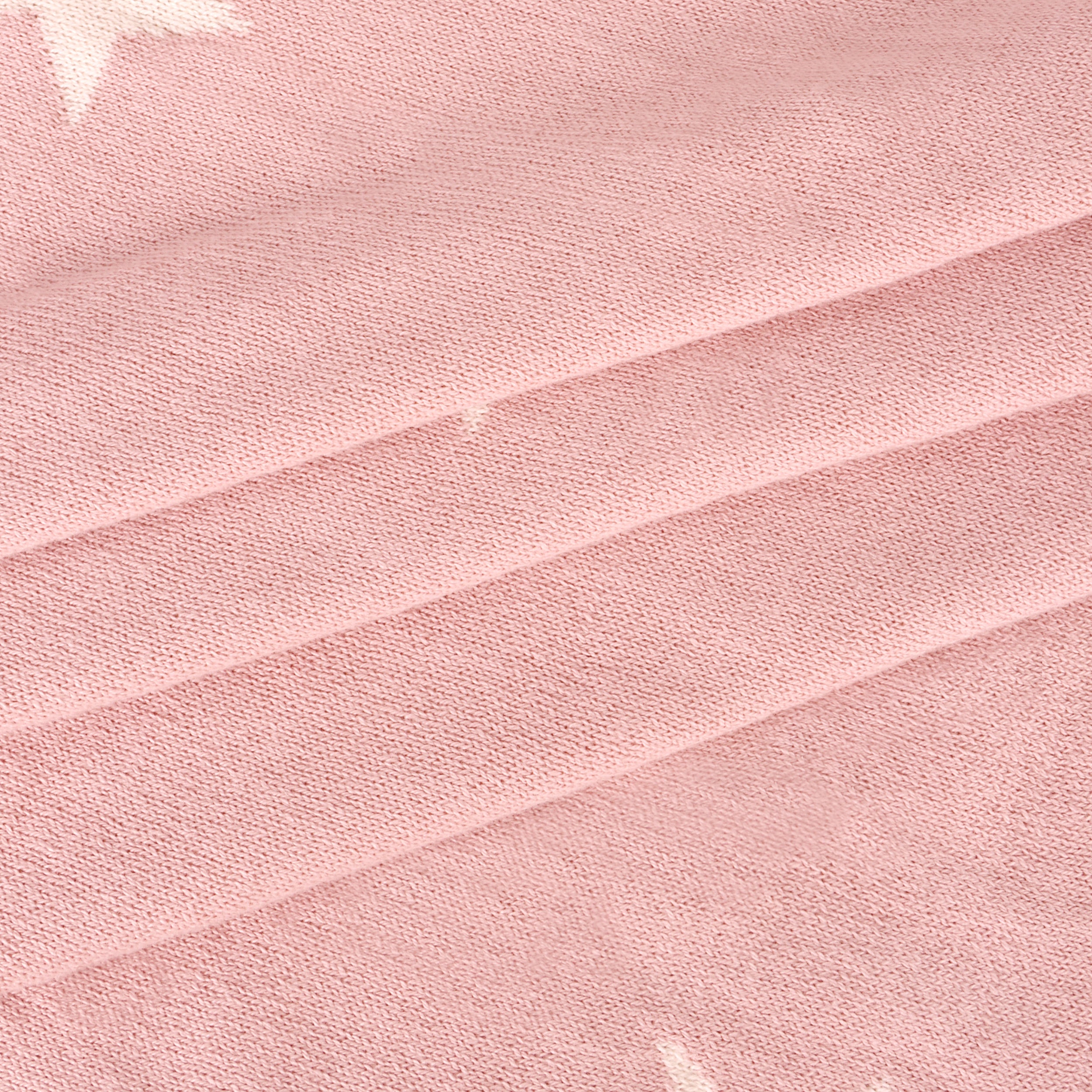 Stars - Reversible Jacquard Sweater Knit Baby Blanket (Organic Cotton) - Blush Pink