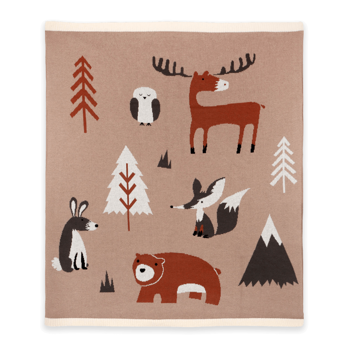 Woodland Bear - Jacquard Sweater Knit Baby Blanket (Organic Cotton)