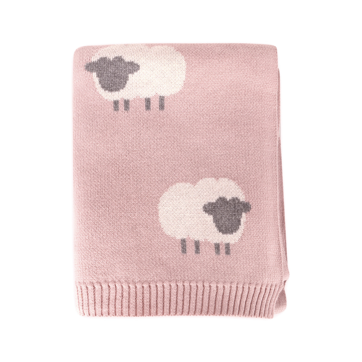 Pink Woolly Lamb - 3D Jacquard Sweater Knit Baby Blanket (Organic Cotton)