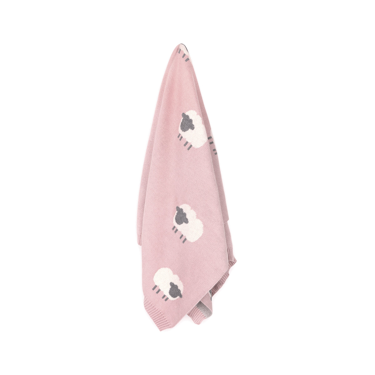 Pink Woolly Lamb - 3D Jacquard Sweater Knit Baby Blanket (Organic Cotton)