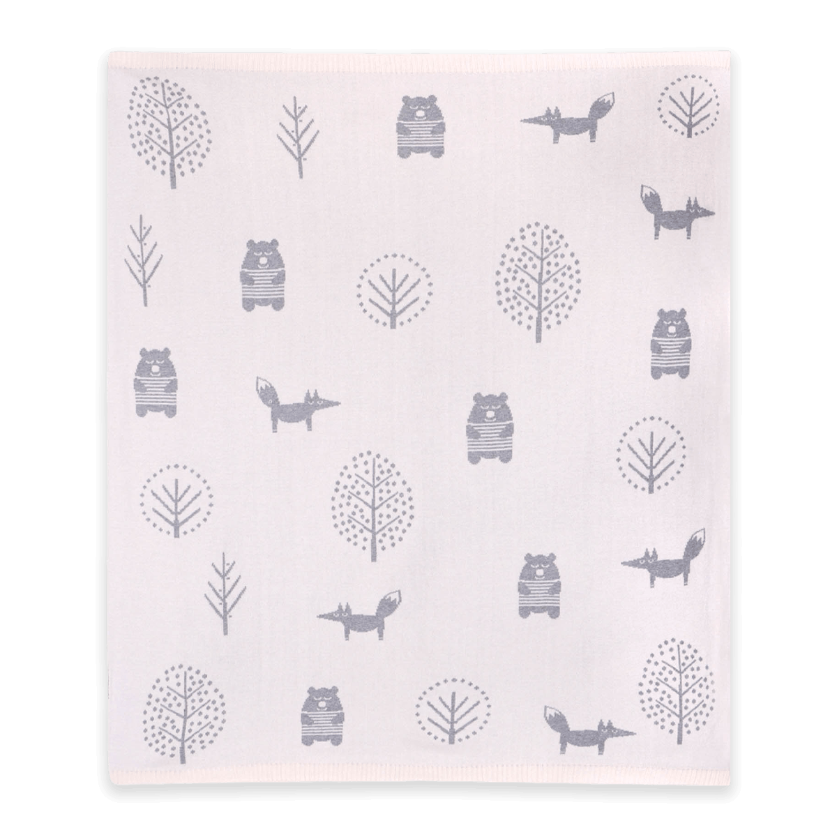 Into The Woods Bear - Reversible Jacquard Sweater Knit Baby Blanket (Organic Cotton)