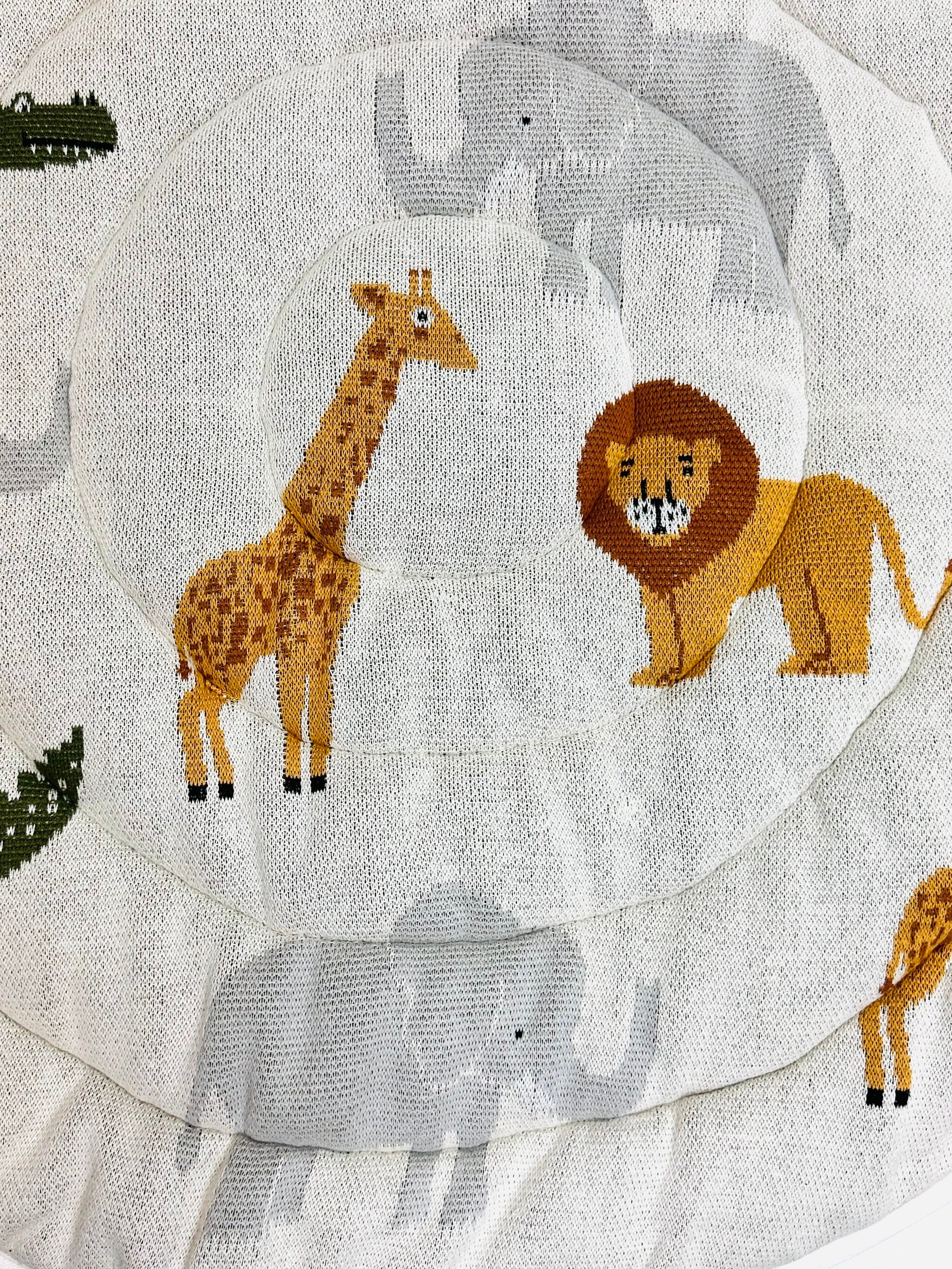 Safari Friends Organic Cotton Knit Baby Padded Round Playmat