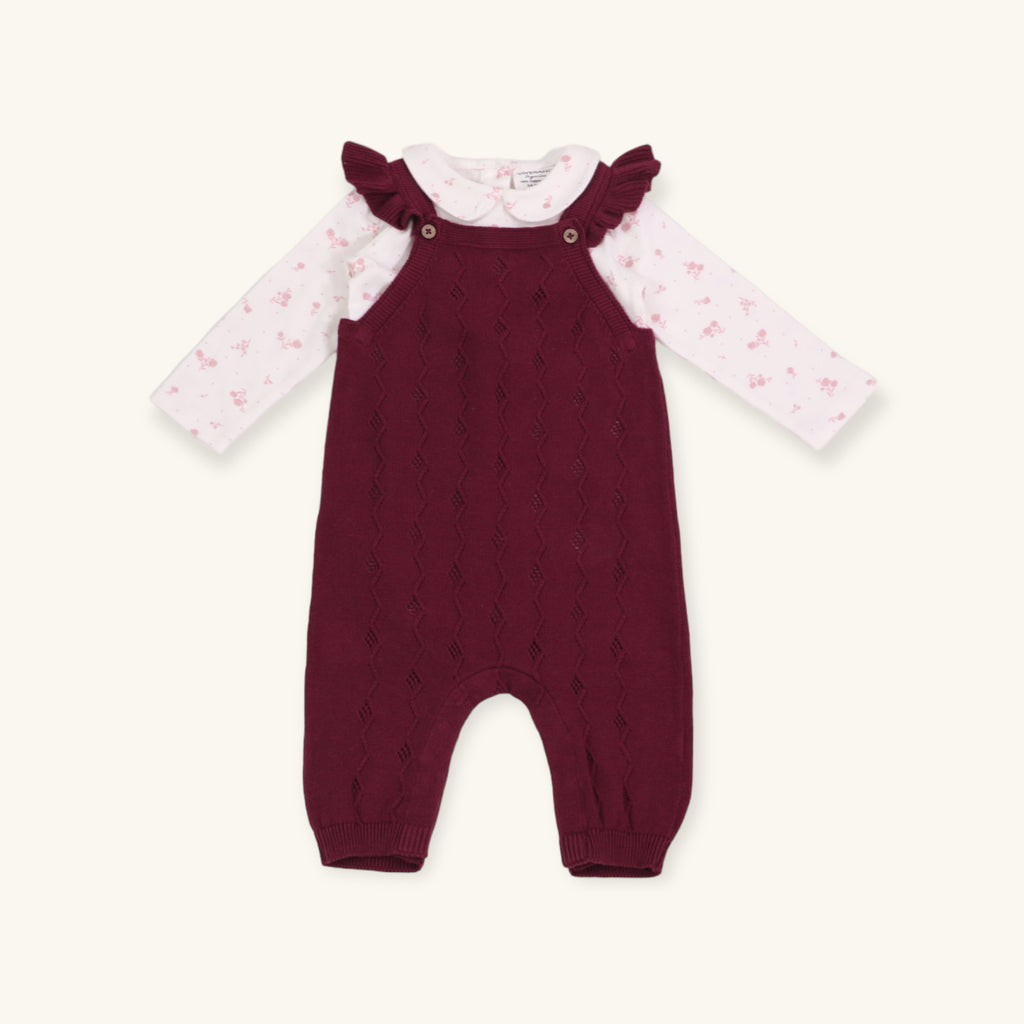 Organic Cotton Bodysuit And Overall Set Hen Print