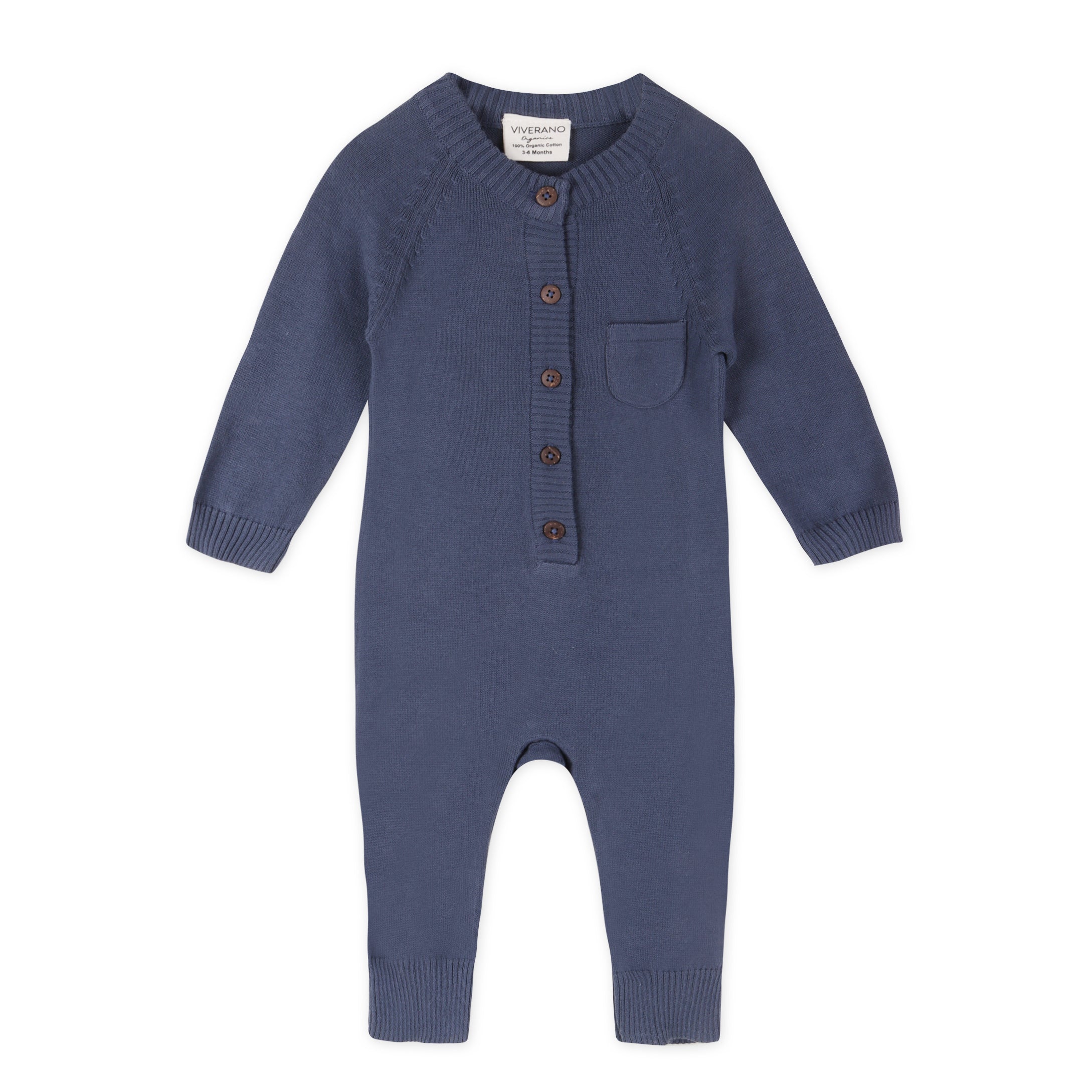 Milan Earthy Knit Classic Baby Button Jumpsuit (Organic Cotton) Viverano
