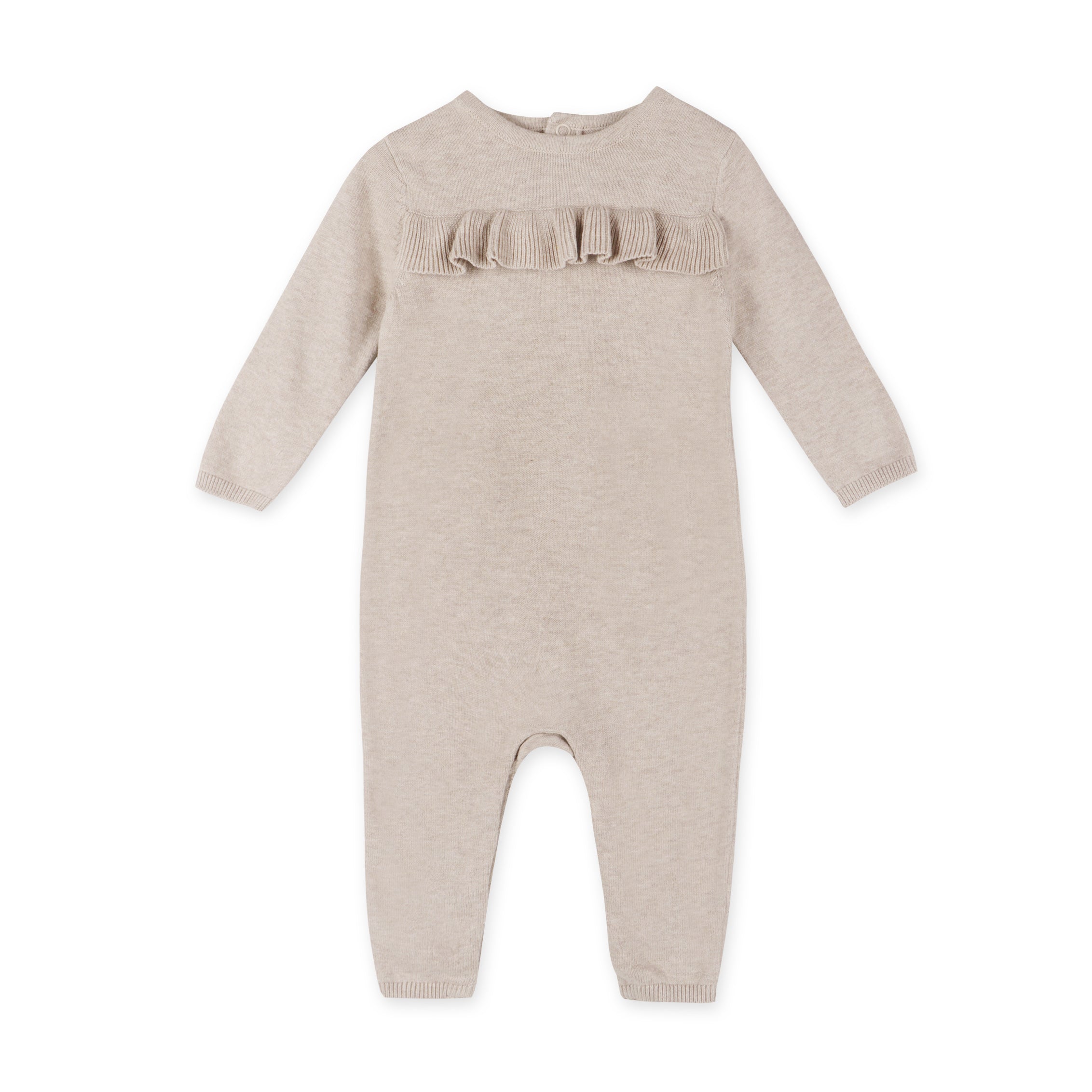 Milan Earthy Sweater Knit Ruffle Baby Jumpsuit (Organic Cotton) Viverano