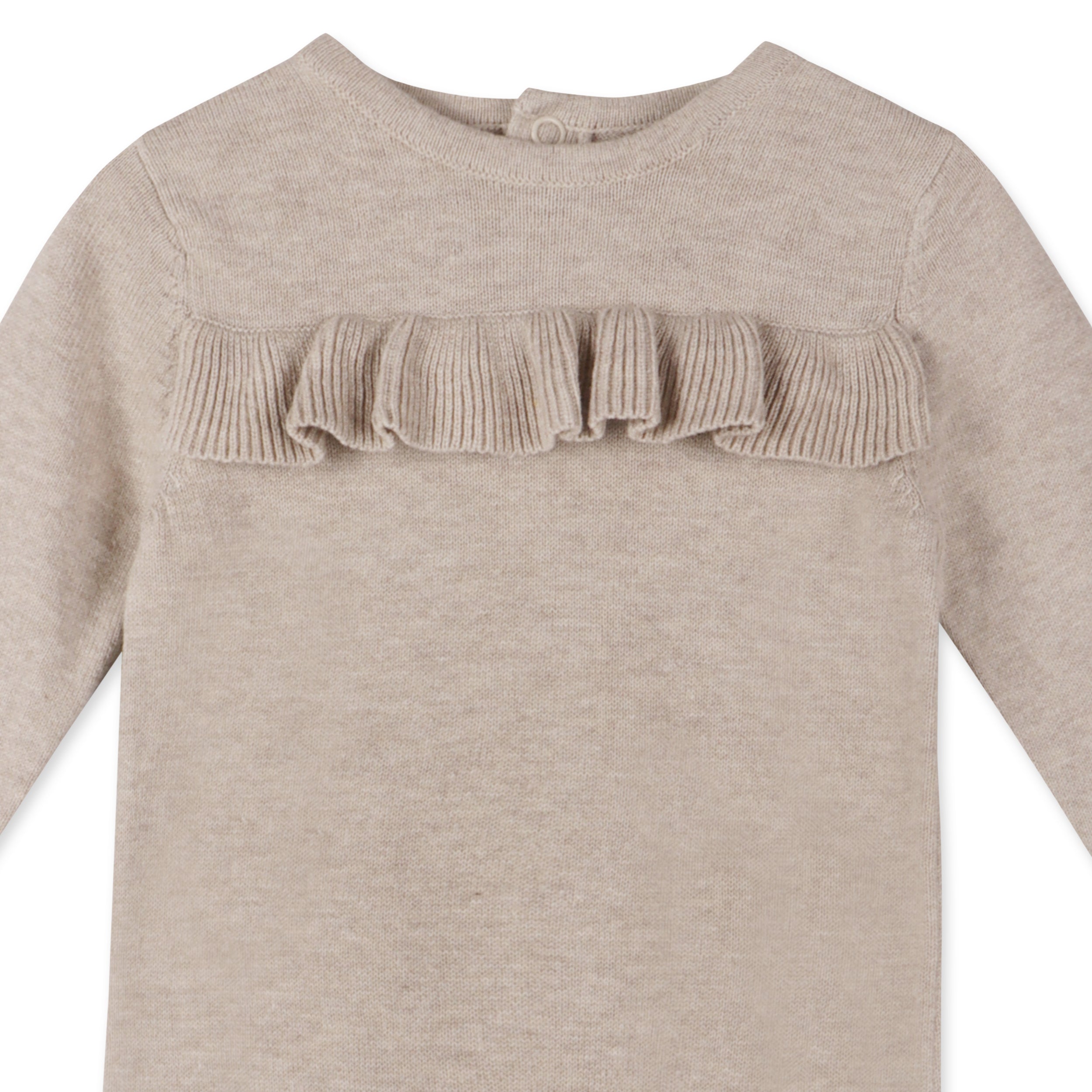 Milan Earthy Sweater Knit Ruffle Baby Jumpsuit (Organic Cotton) Viverano