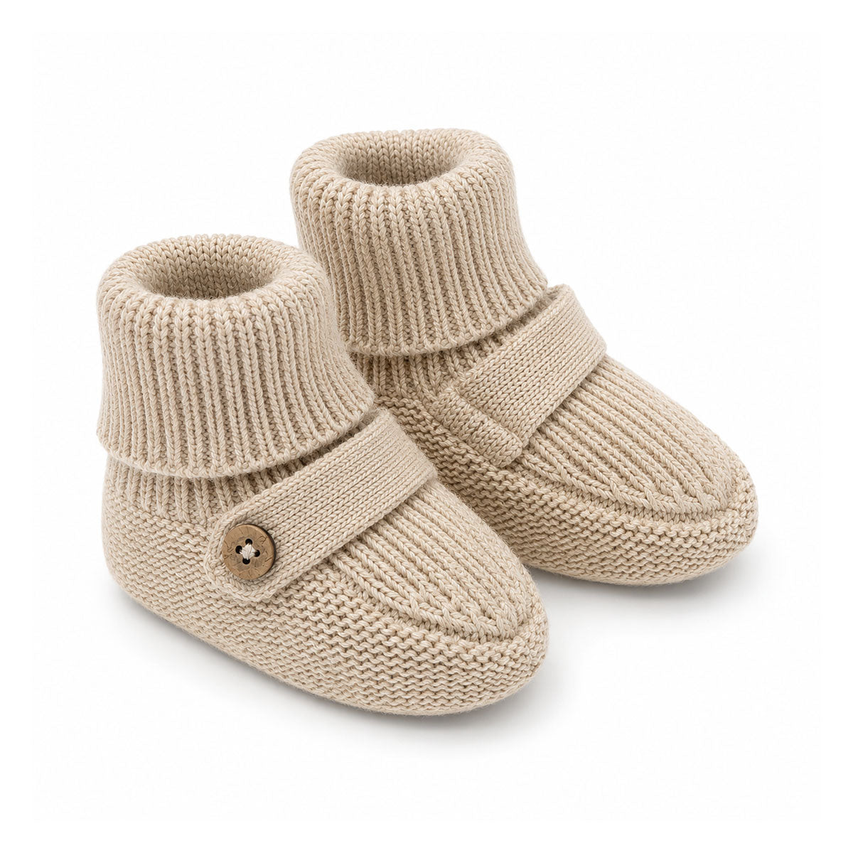 Oatmeal Heather Milan Earthy Sweater Knit Baby Booties, Organic Cotton