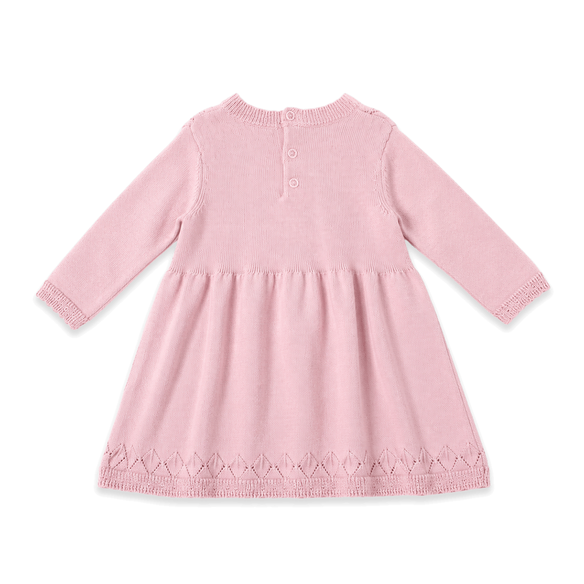 Milan Earthy Baby Pointelle Sweater Knit Dress (Organic Cotton) - Mauve Pink Back