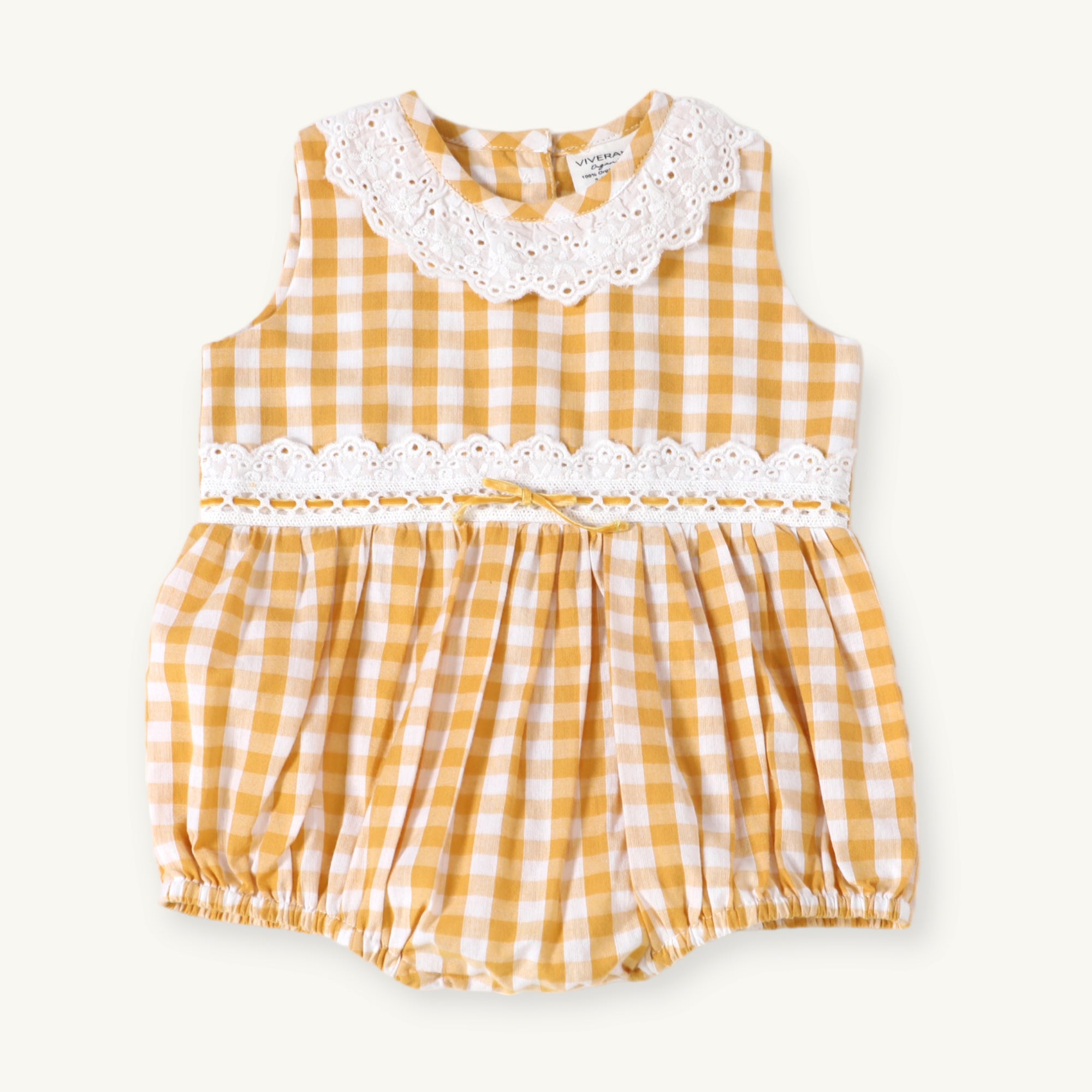 Lilou Gingham Eyelet Baby Romper (Organic Cotton)