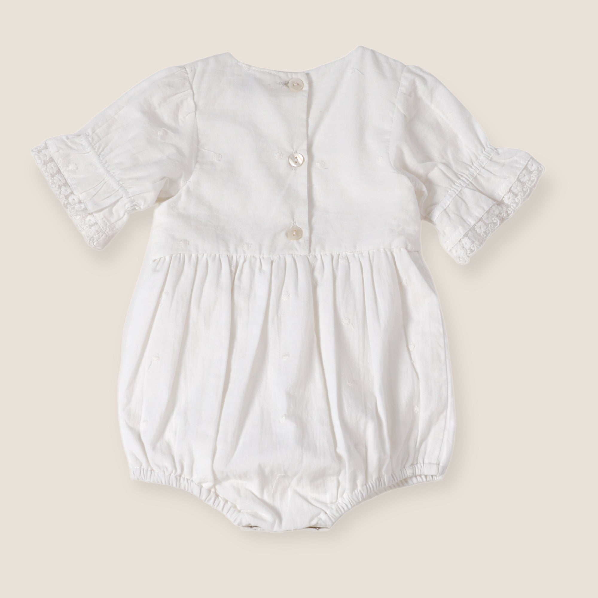 Alice White Schiffli Embroidered Lace White Romper (Organic Cotton)