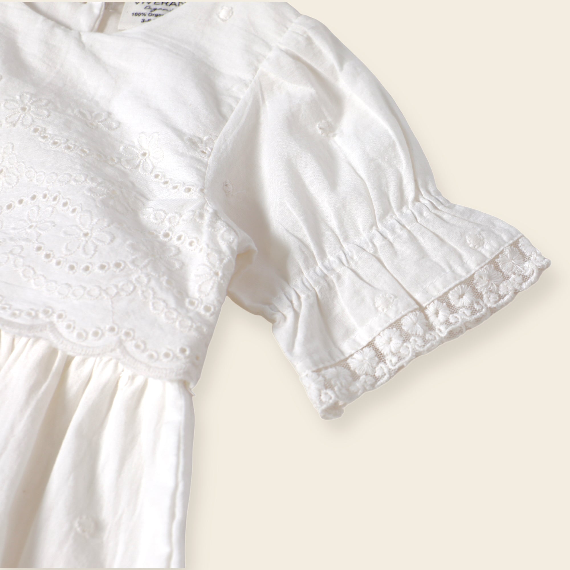 Alice White Schiffli Embroidered Lace White Romper (Organic Cotton)