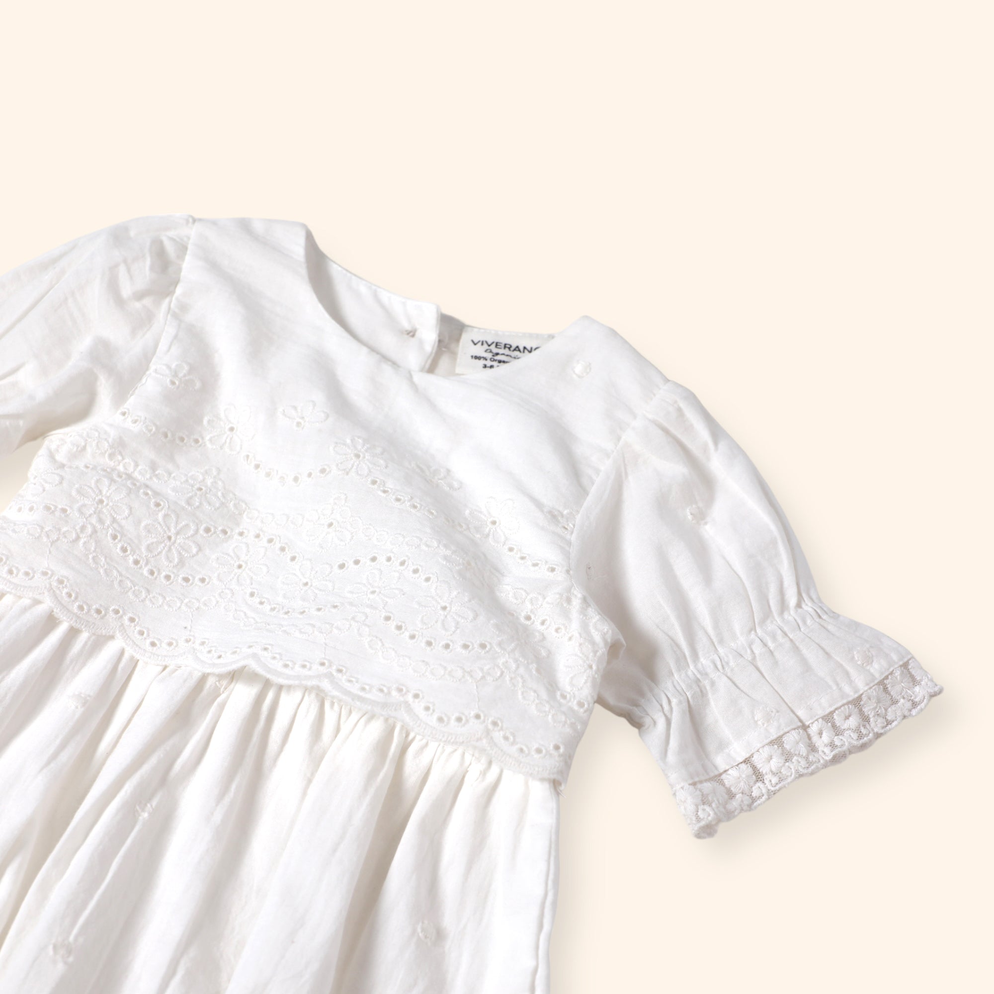 Alice White Schiffli Embroidered Lace White Romper (Organic Cotton)