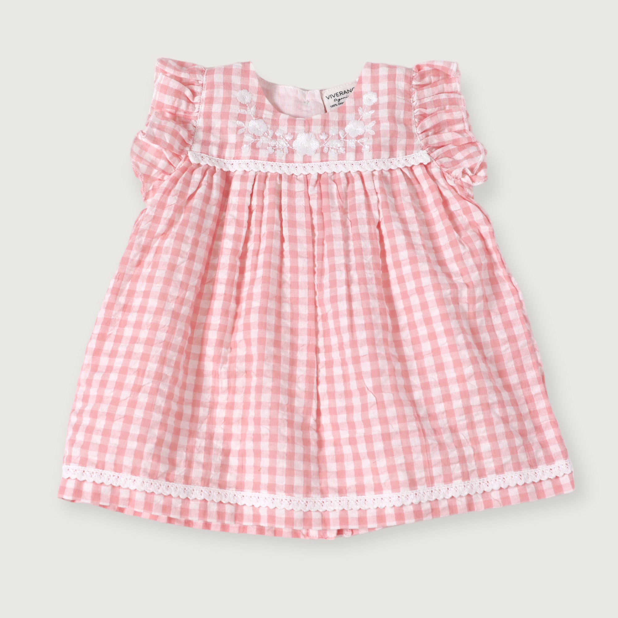 Sophie Seersucker Gingham Baby Dress + Bloomer (Organic Cotton)