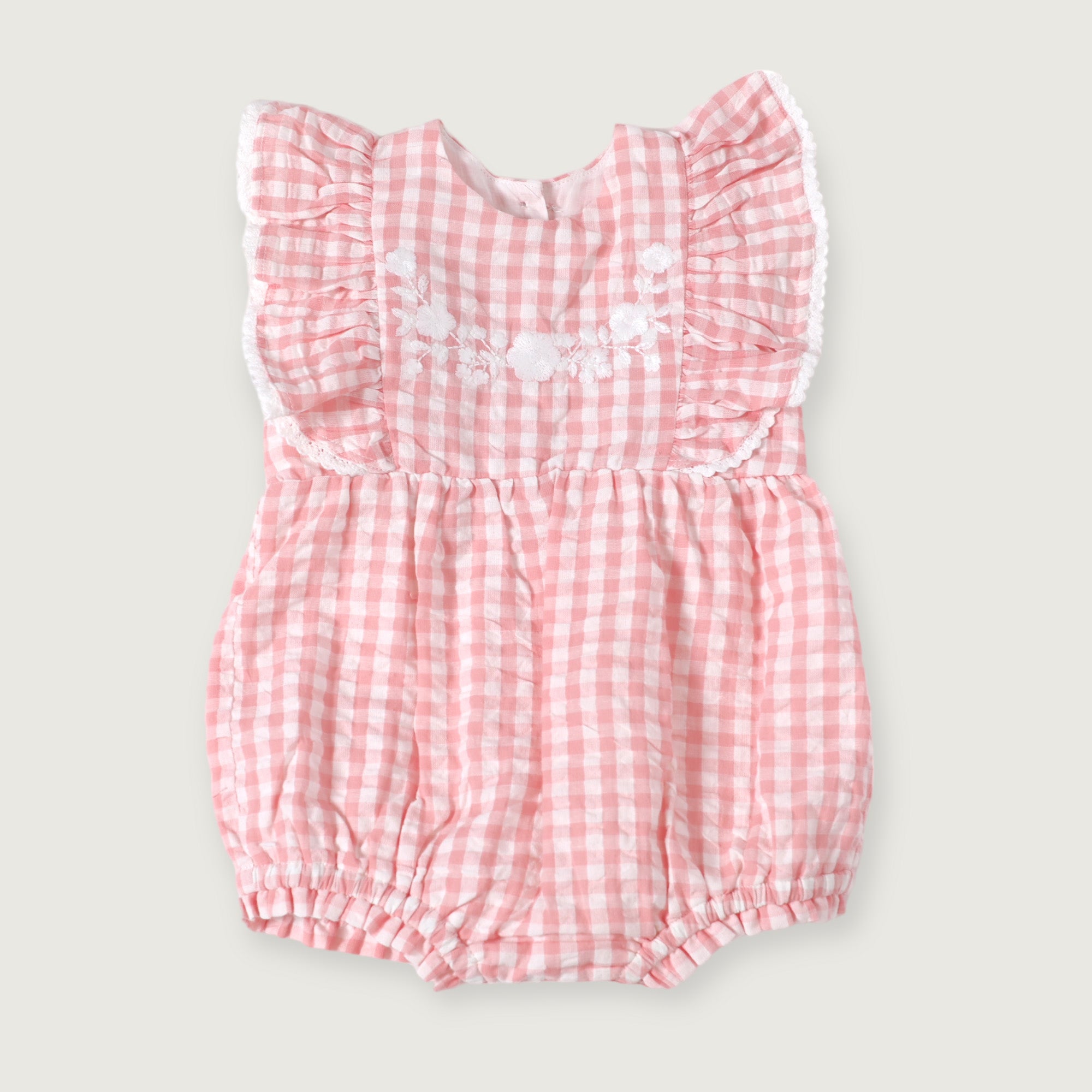 Nina Seersucker Gingham Baby Bubble Romper (Organic Cotton)