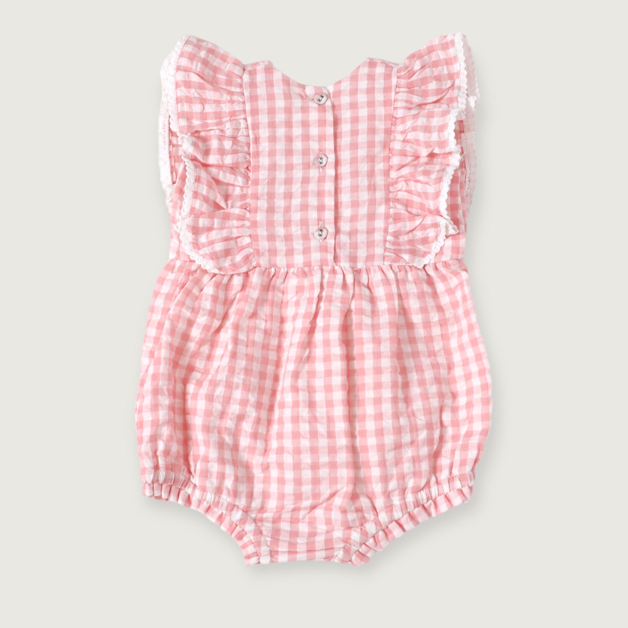 Nina Seersucker Gingham Baby Bubble Romper (Organic Cotton)