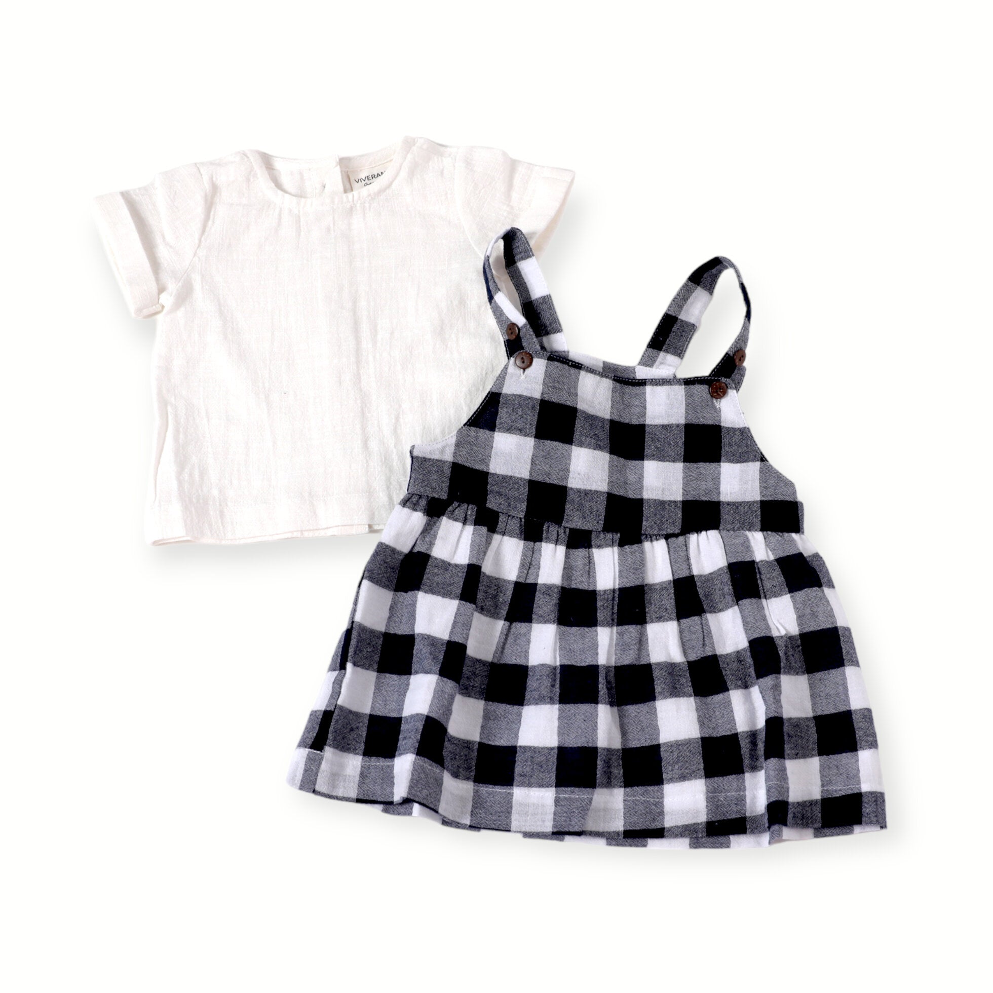 Maria Navy Checker Gingham Dress + Shirt Set (Organic Cotton)