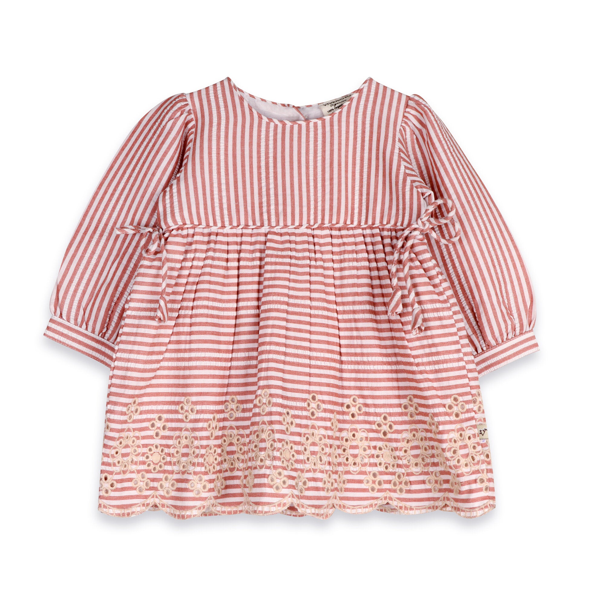 Vivienne Striped Embroidered Baby Dress & Bloomer Set (Organic Cotton)
