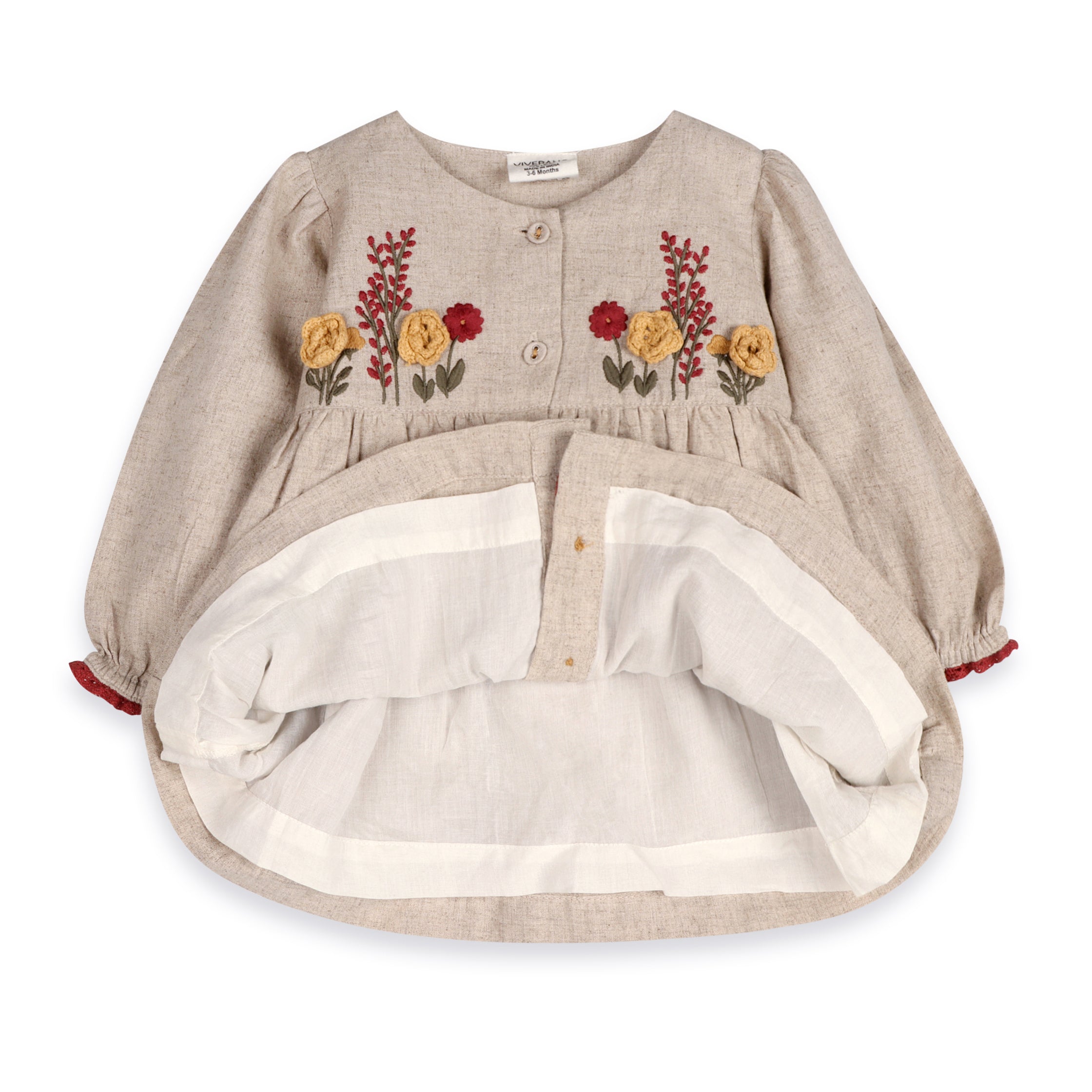 Ravello Linen Embroidered Baby Dress & Bloomer Set (Linen Blend)