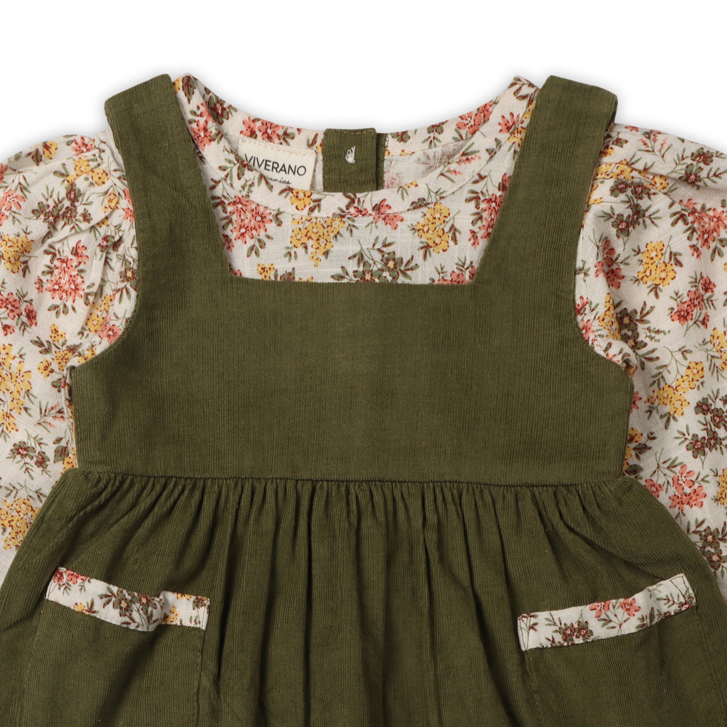 Lilith Floral Baby Pinafore Dress & Bloomer Set (Organic Cotton)