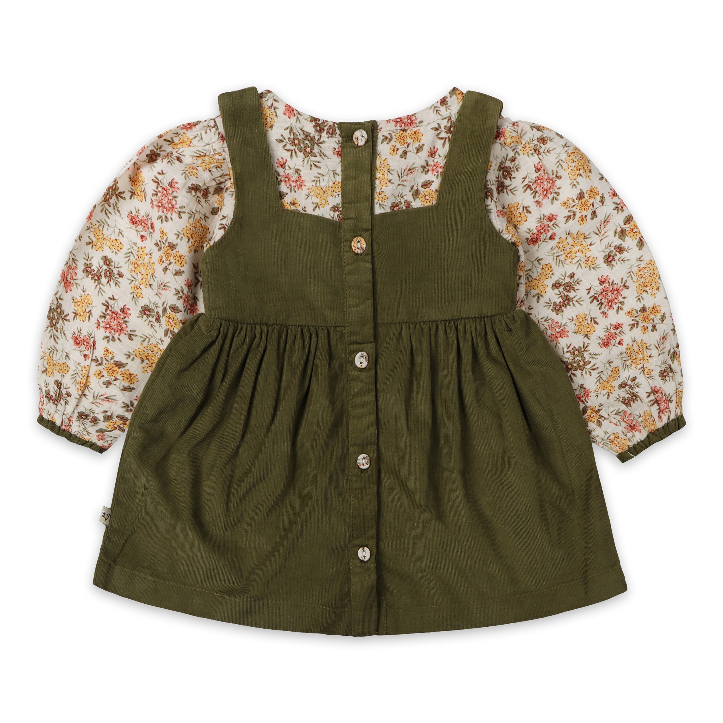 Lilith Floral Baby Pinafore Dress & Bloomer Set (Organic Cotton)