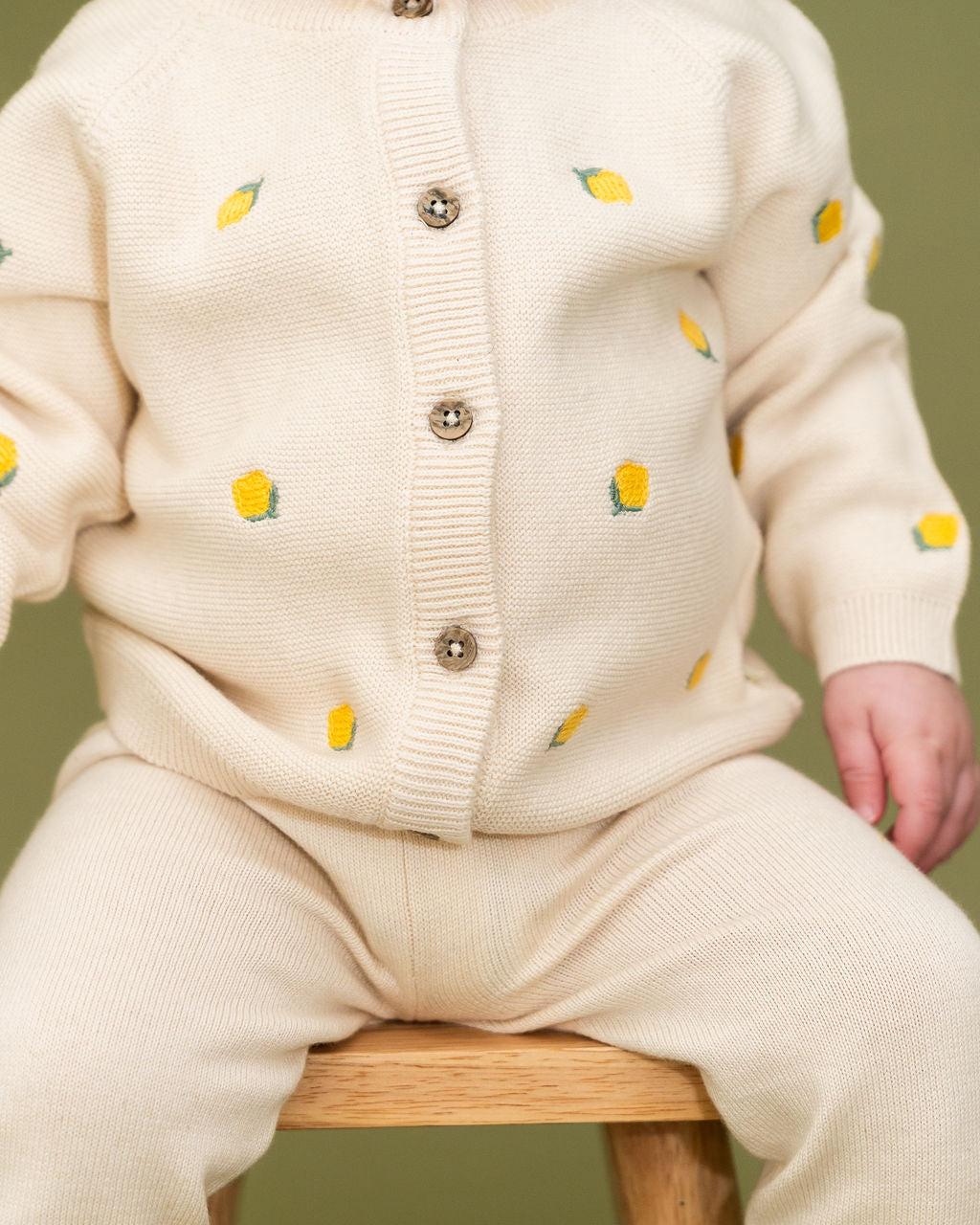 Lemon Embroidered Sweater Knit Baby Cardigan (Organic Cotton)