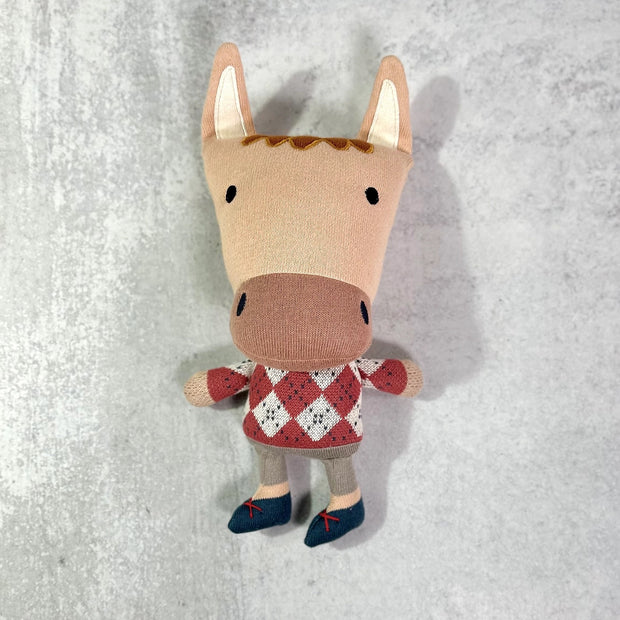 Jordan Horse Organic Cotton Hand Knit Stuffed Animal Baby Toy 