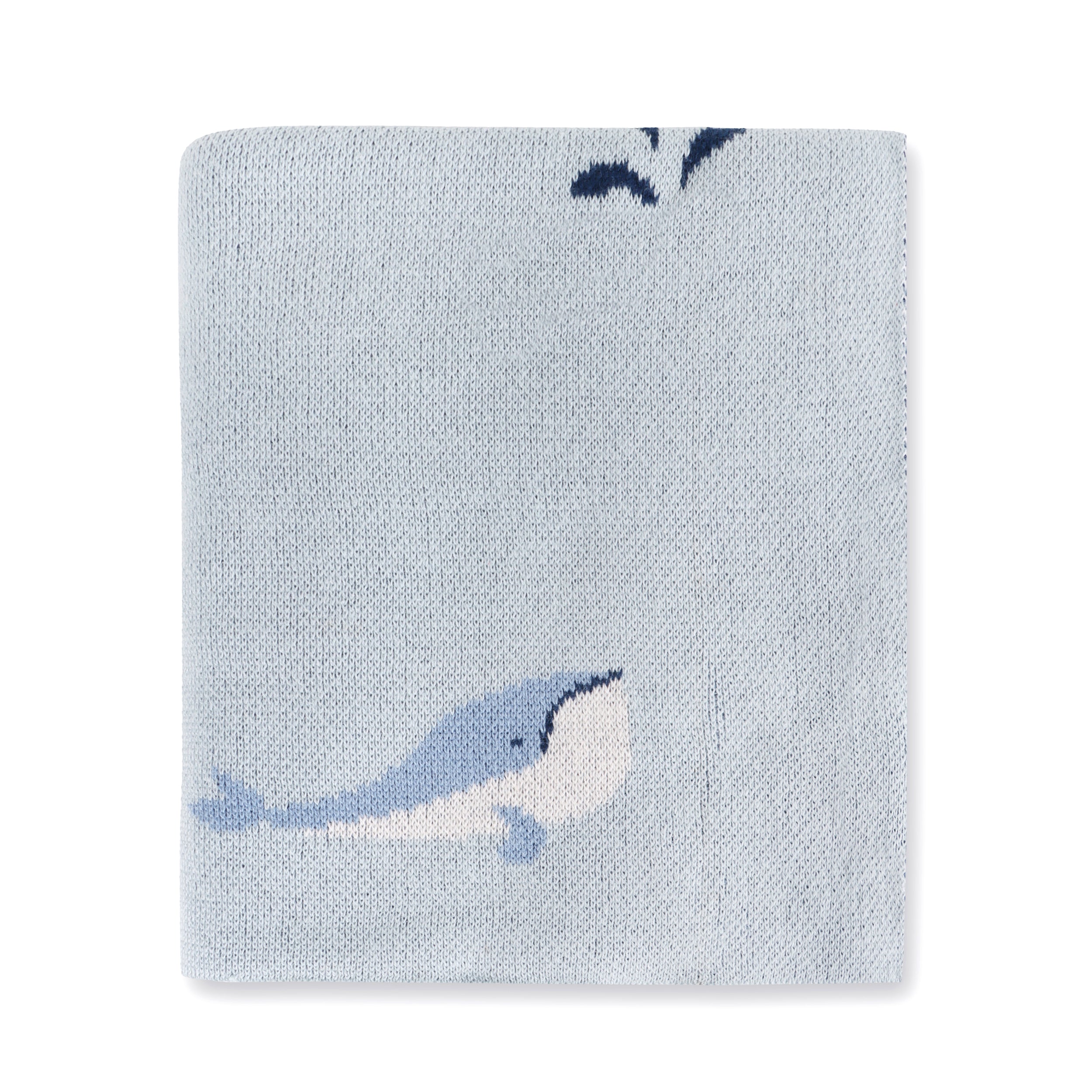 Whales Jacquard Sweater Knit Organic Cotton Baby Blankets by Viverano