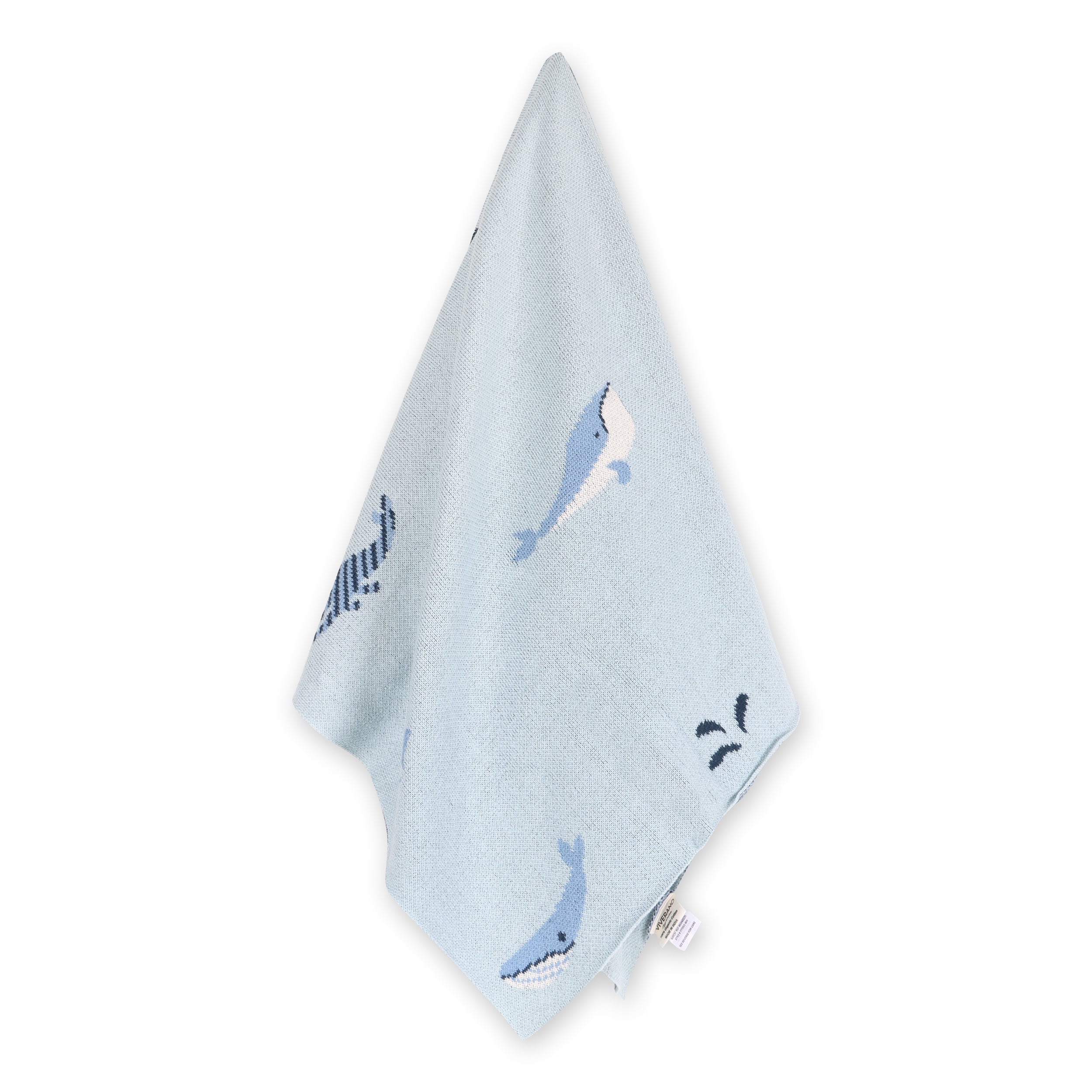 Whales Jacquard Sweater Knit Organic Cotton Baby Blankets by Viverano