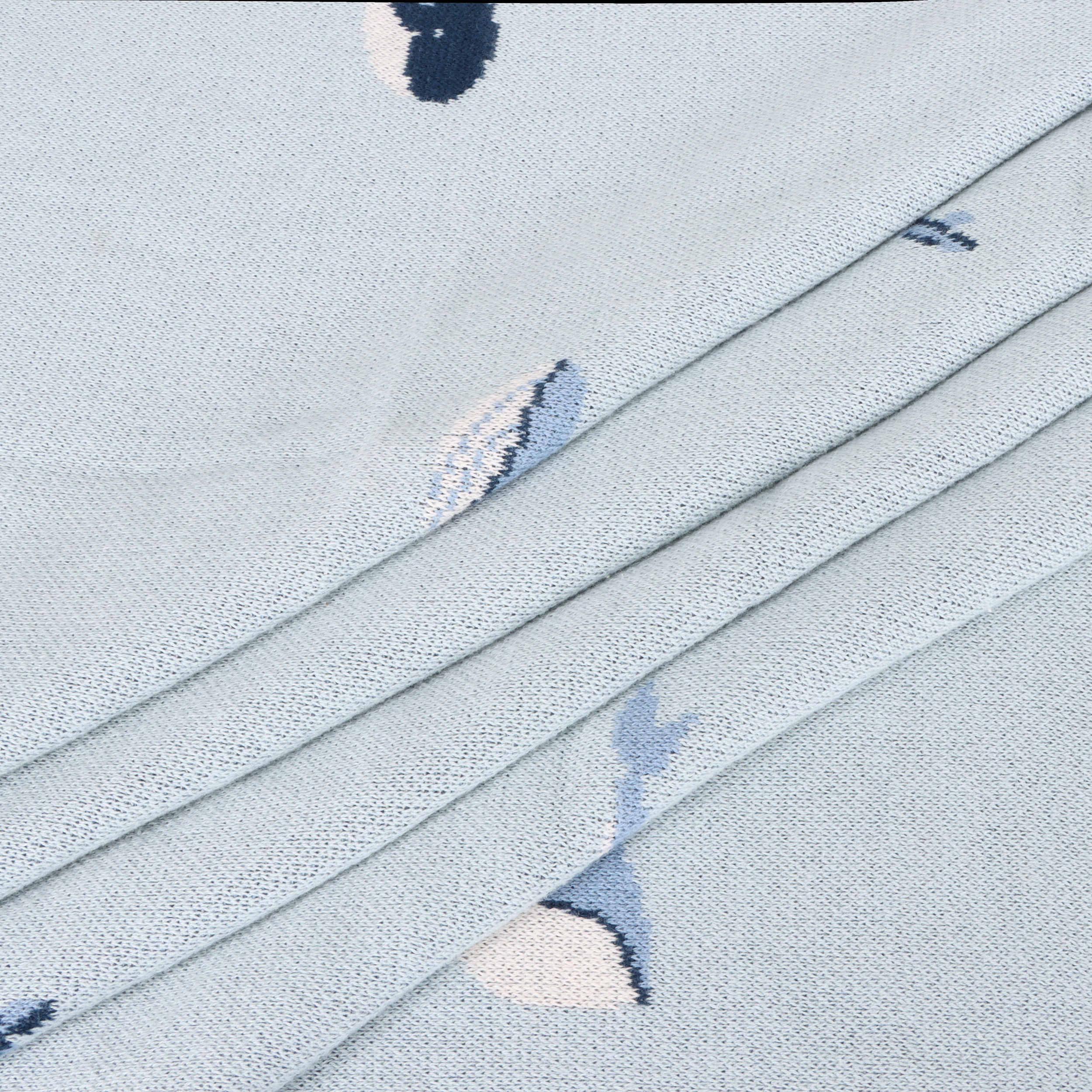 Whales Jacquard Sweater Knit Organic Cotton Baby Blankets by Viverano