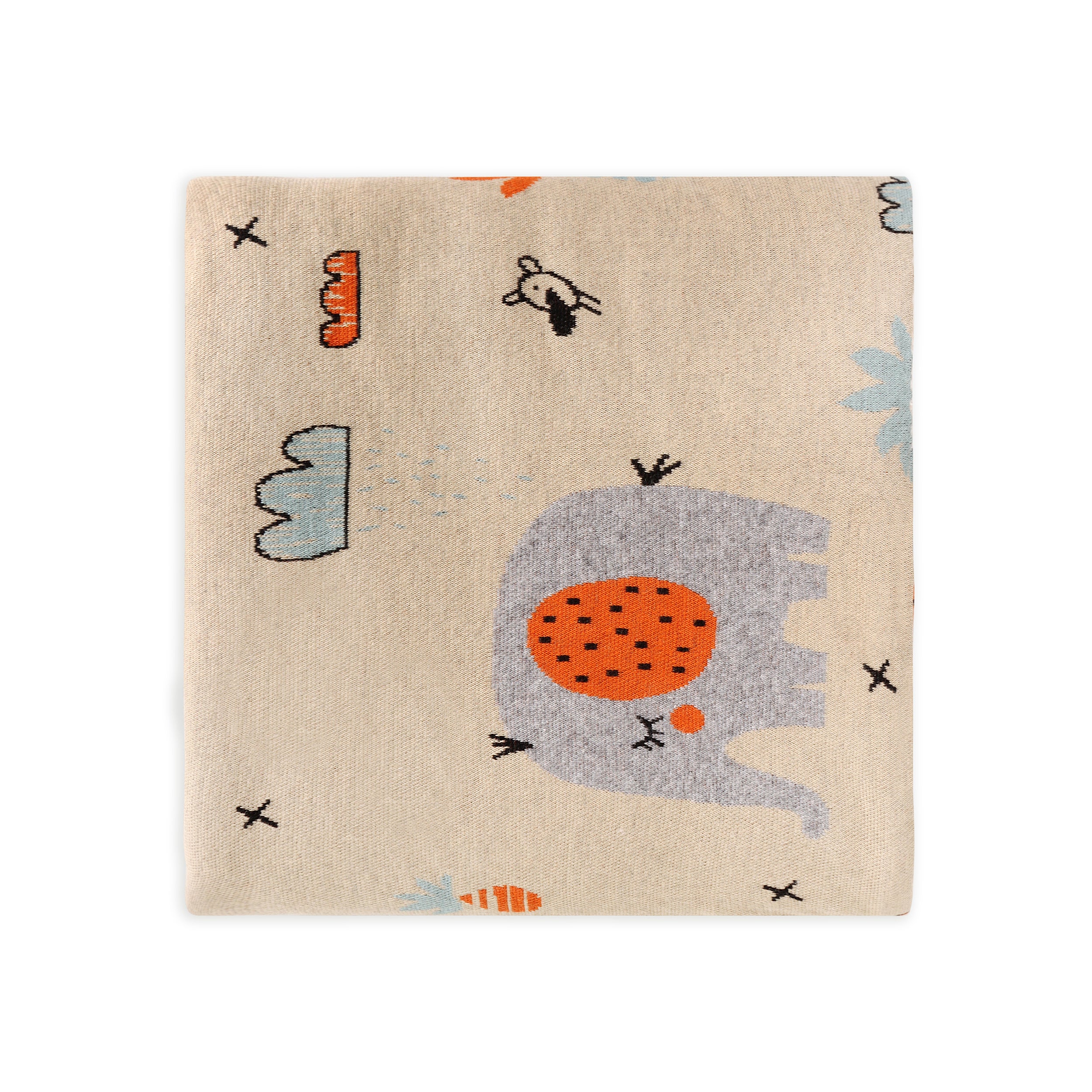 Elephant Safari Cozy Sherpa Jacquard Knit Baby Blanket (Organic)