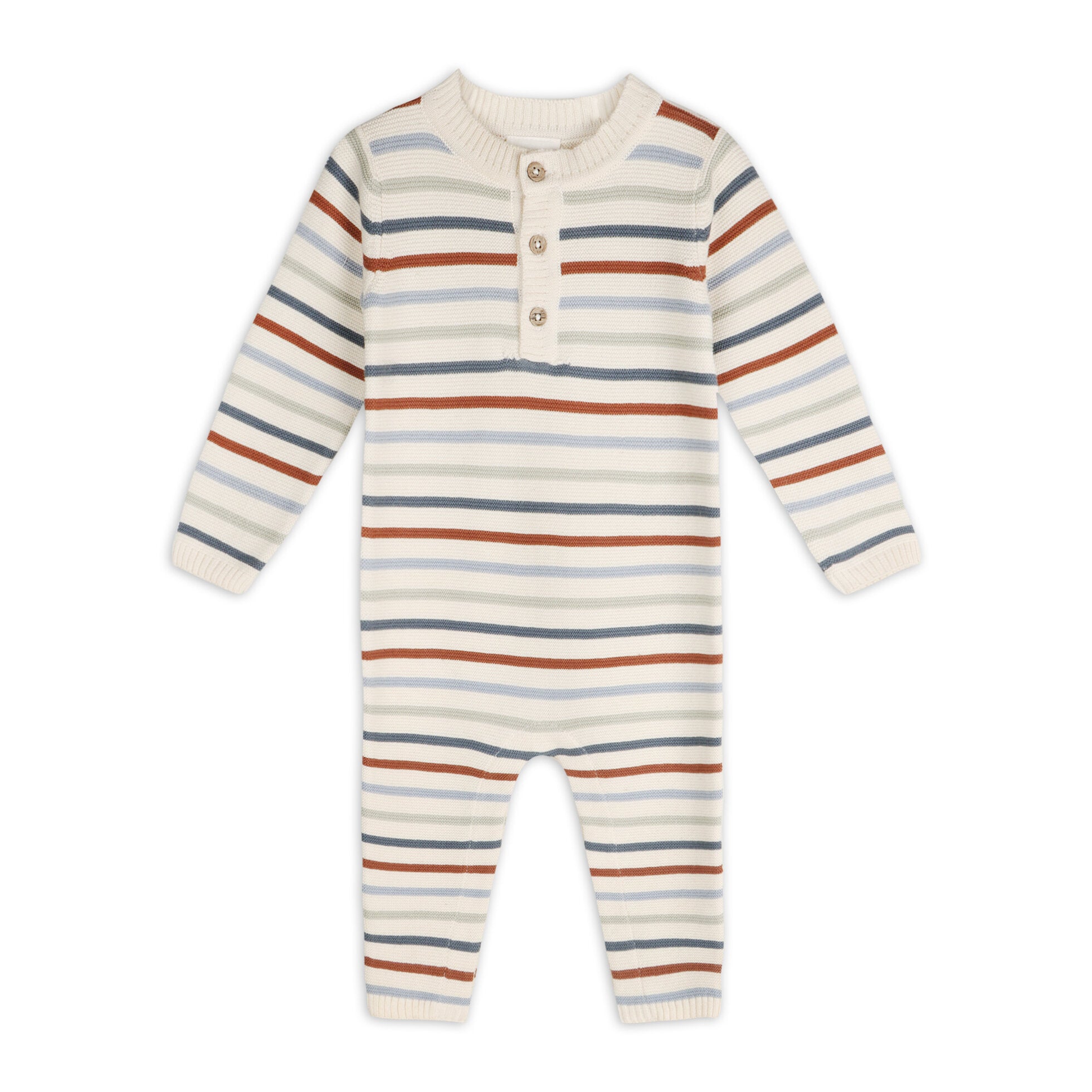 Multicolor Stripe Chunky Sweater Knit Baby Jumpsuit (Organic Cotton)