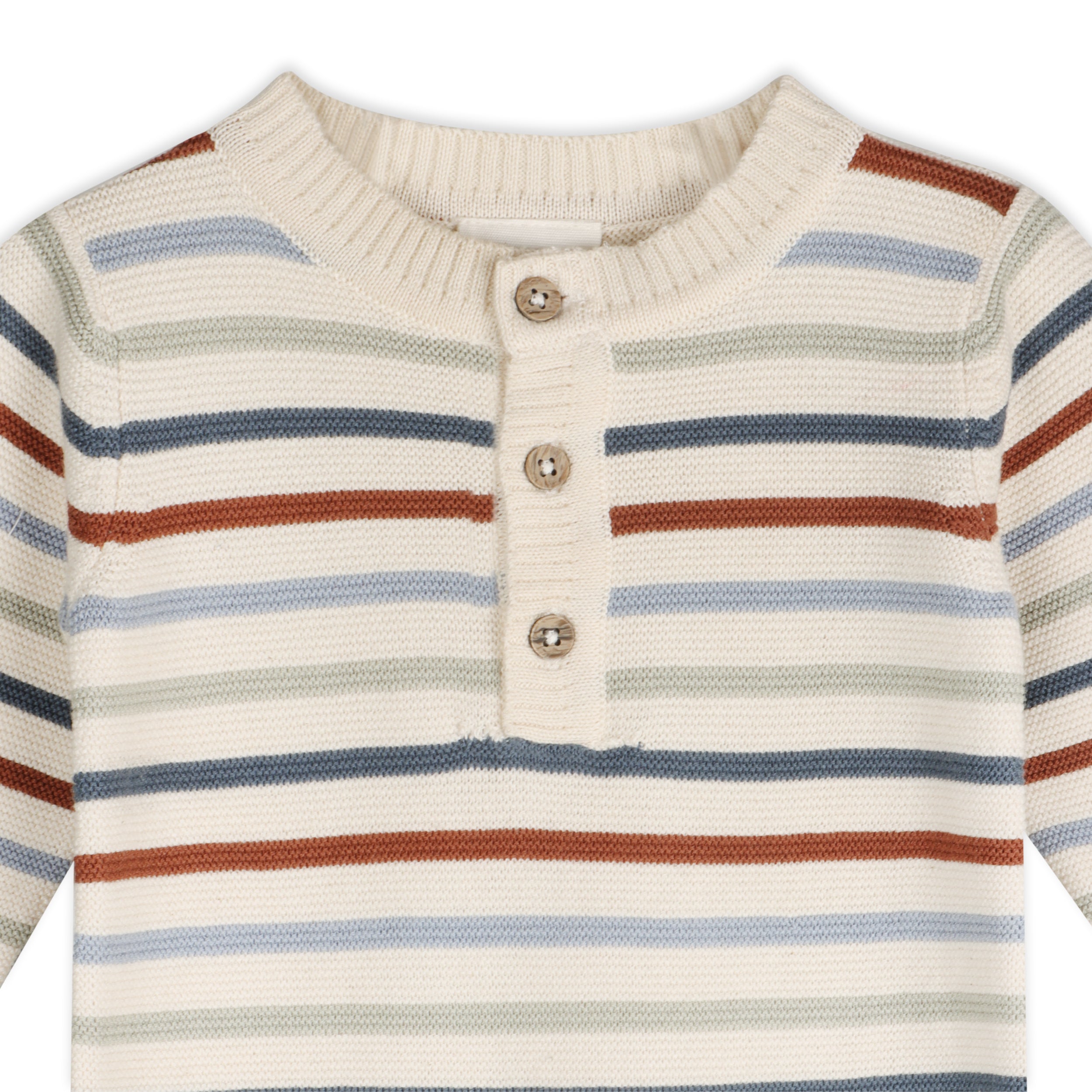 Multicolor Stripe Chunky Sweater Knit Baby Jumpsuit (Organic Cotton)