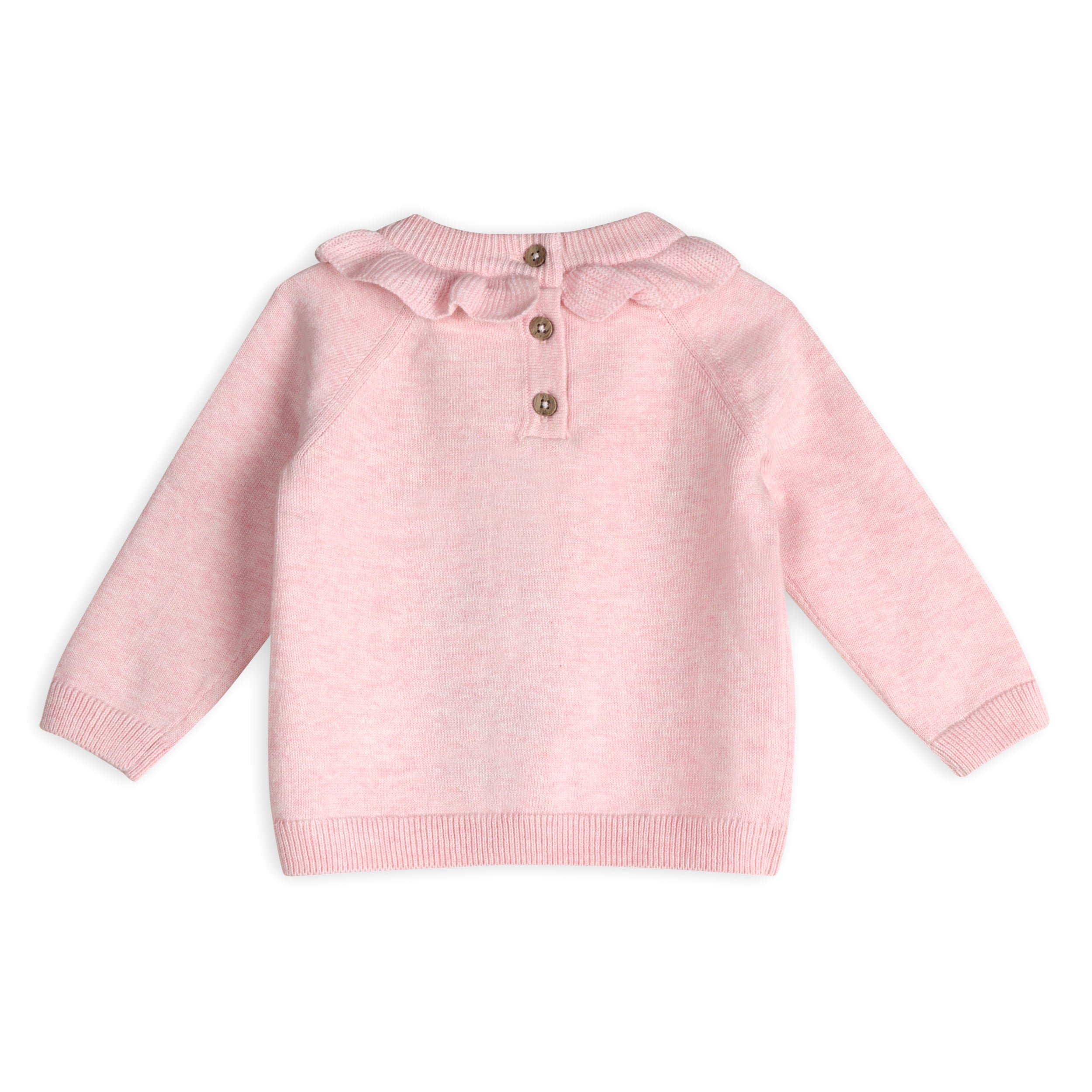 Ruffle Collar & Floral Embroidered Baby Knit Pullover & Pants Set (Organic Cotton)