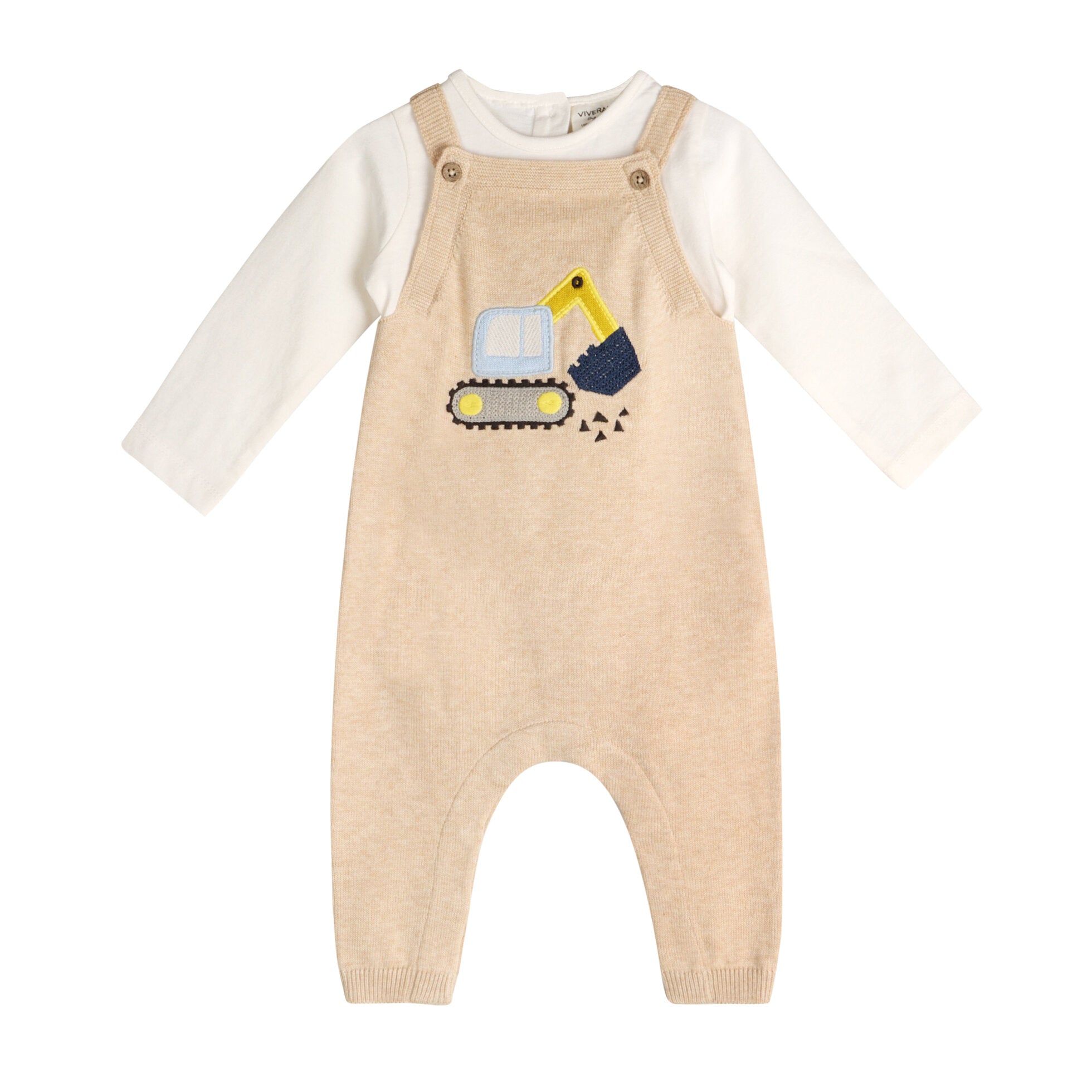 Excavator Truck Embroidered Baby Overall Set (Organic Cotton)