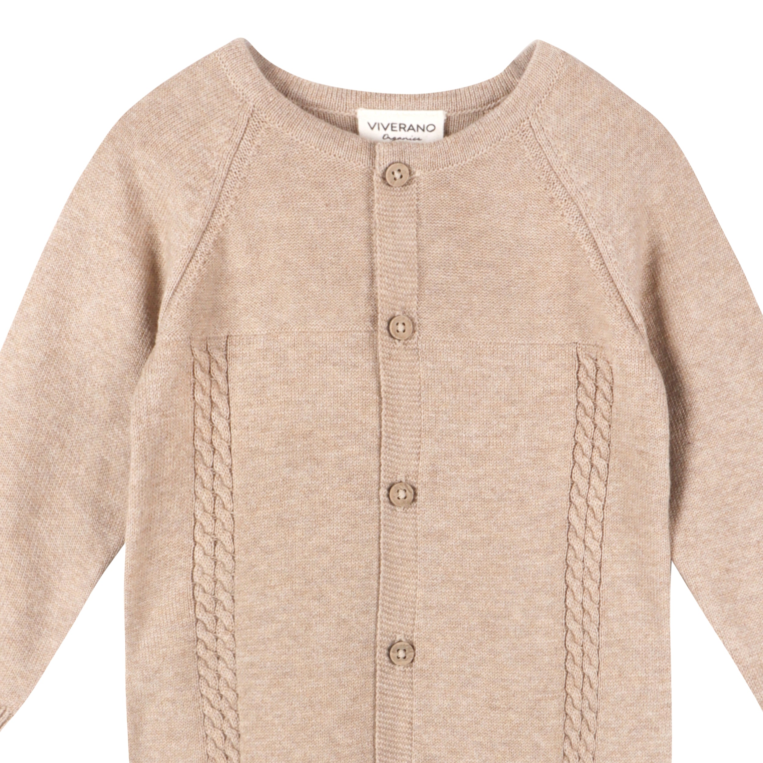 Pointelle Cable Knit Baby Jumpsuit (Organic Cotton)