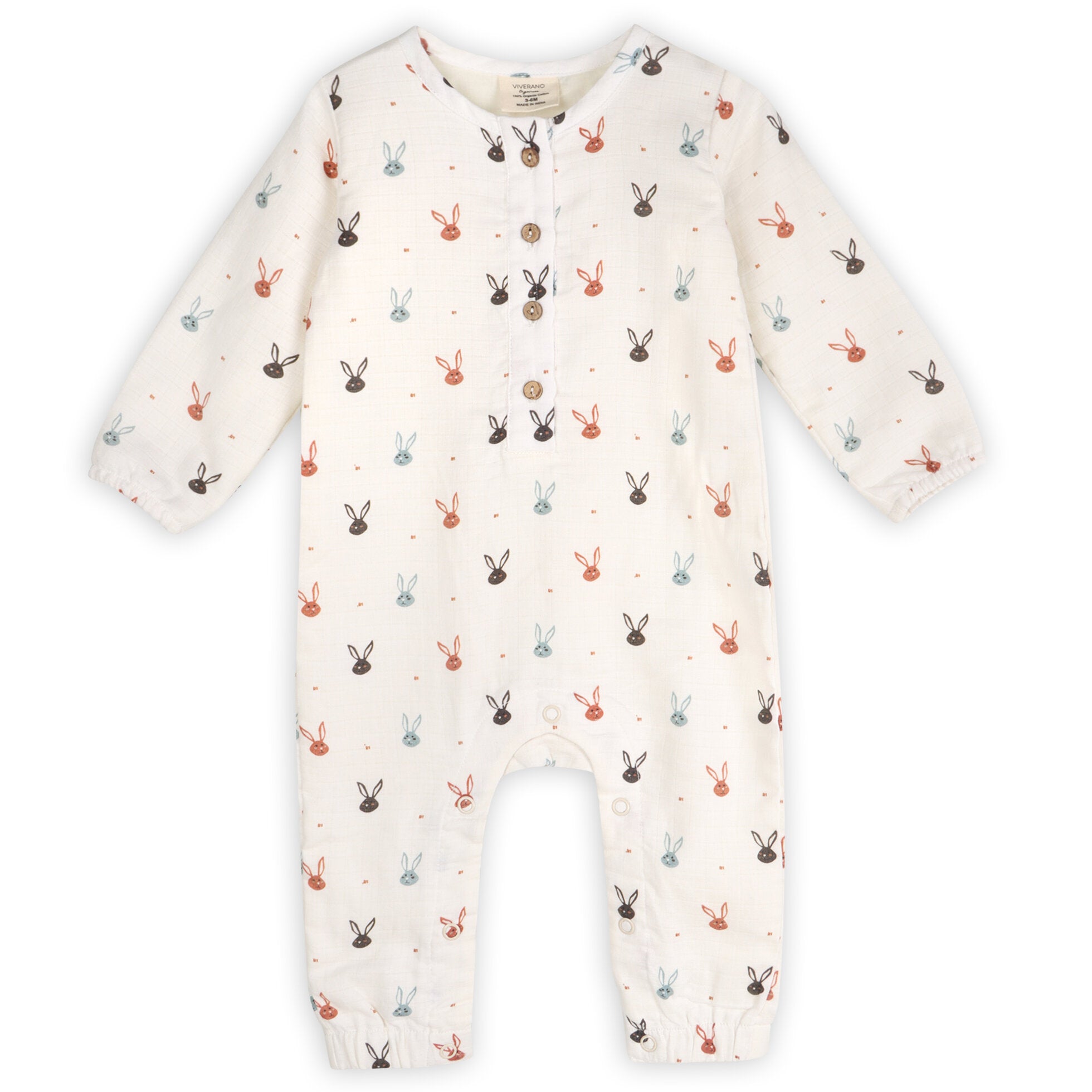 Mini Bunnies Long Sleeve Baby Jumpsuit (Organic Muslin)