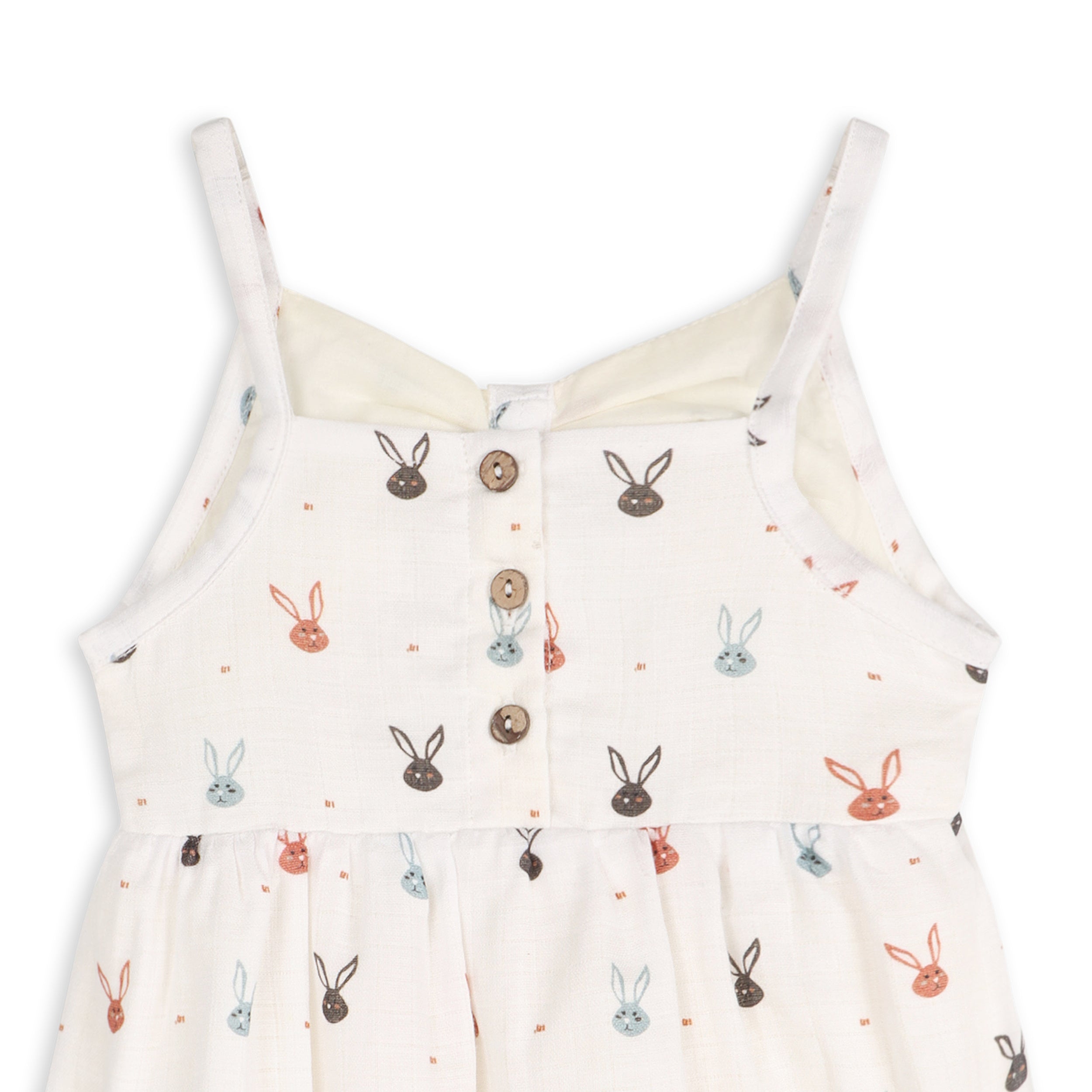 Mini Bunnies Strap & Ruffle Short Baby Romper + Headband (Organic Muslin)