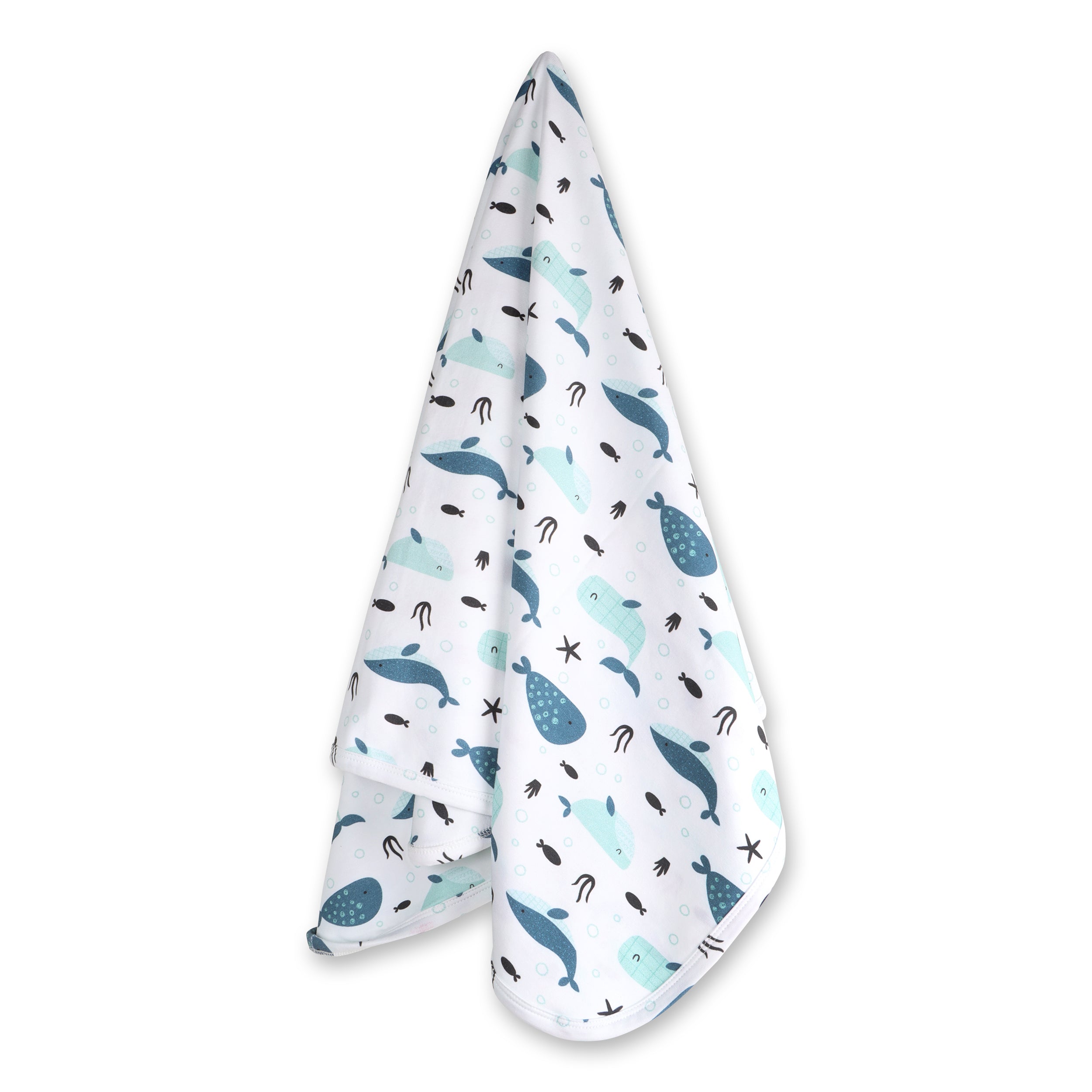 Whales Reversible Baby Blanket (Organic Jersey)