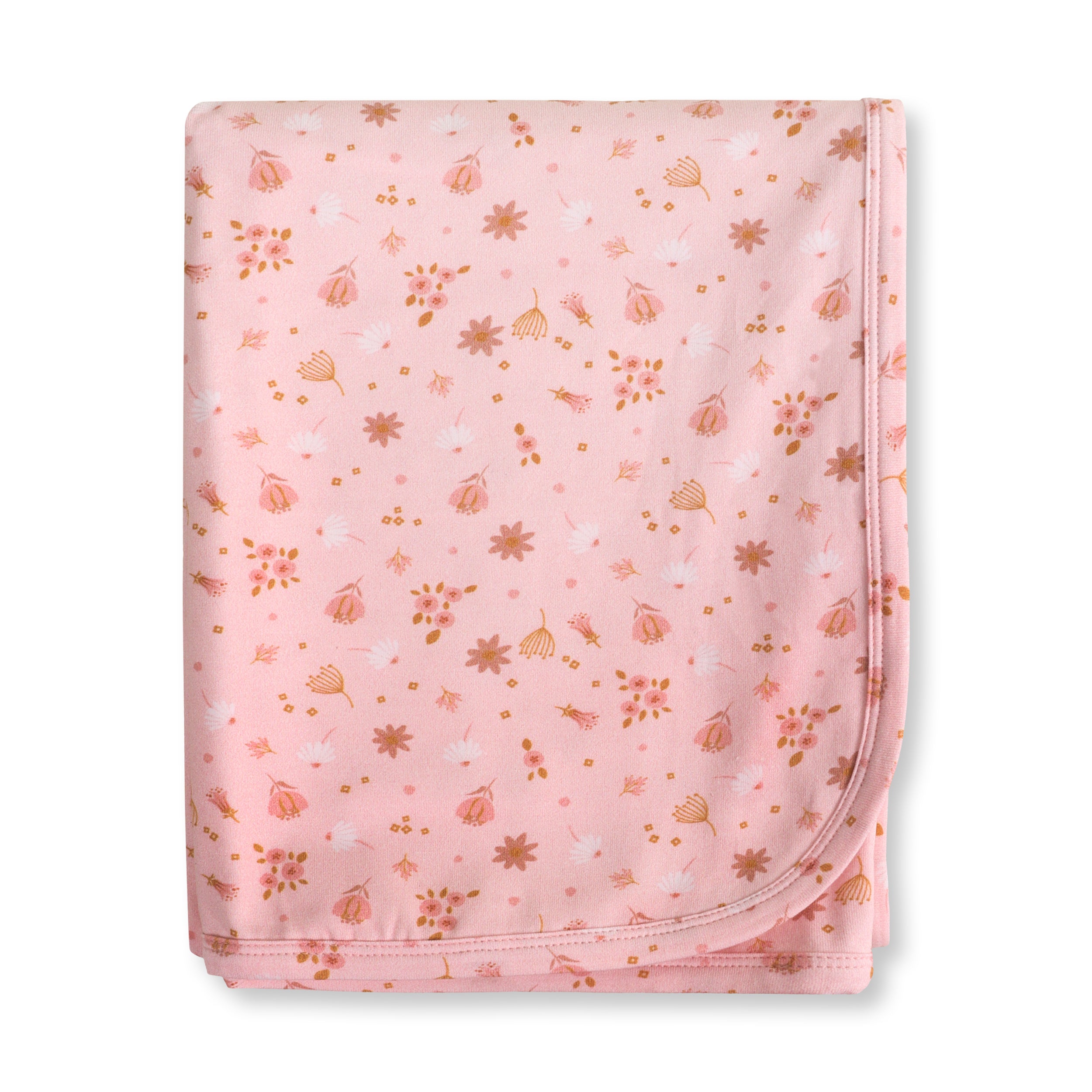 Pink Floral Reversible Baby Blanket (Organic Jersey)