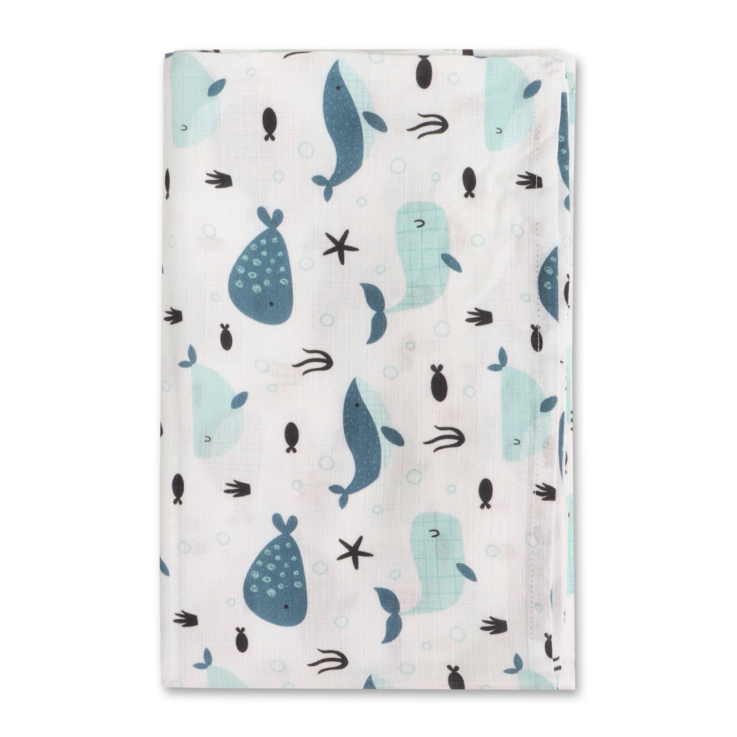 Whales Floral Baby Swaddle Blanket (Organic Muslin)