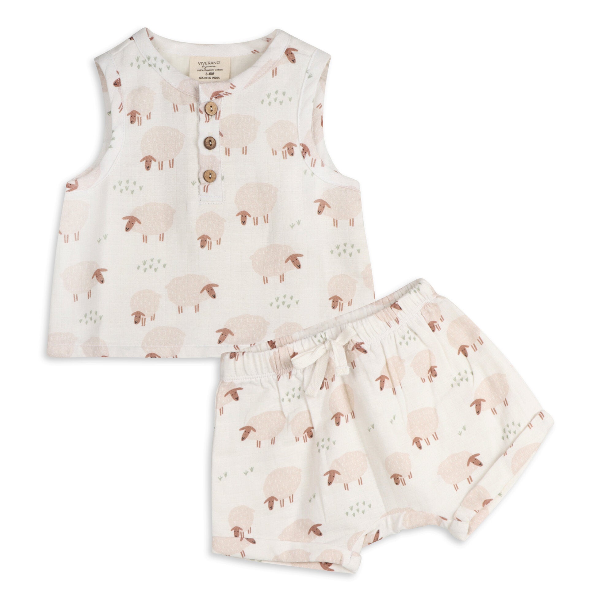 Sheep Baby Top & Bottom (Organic Muslin)
