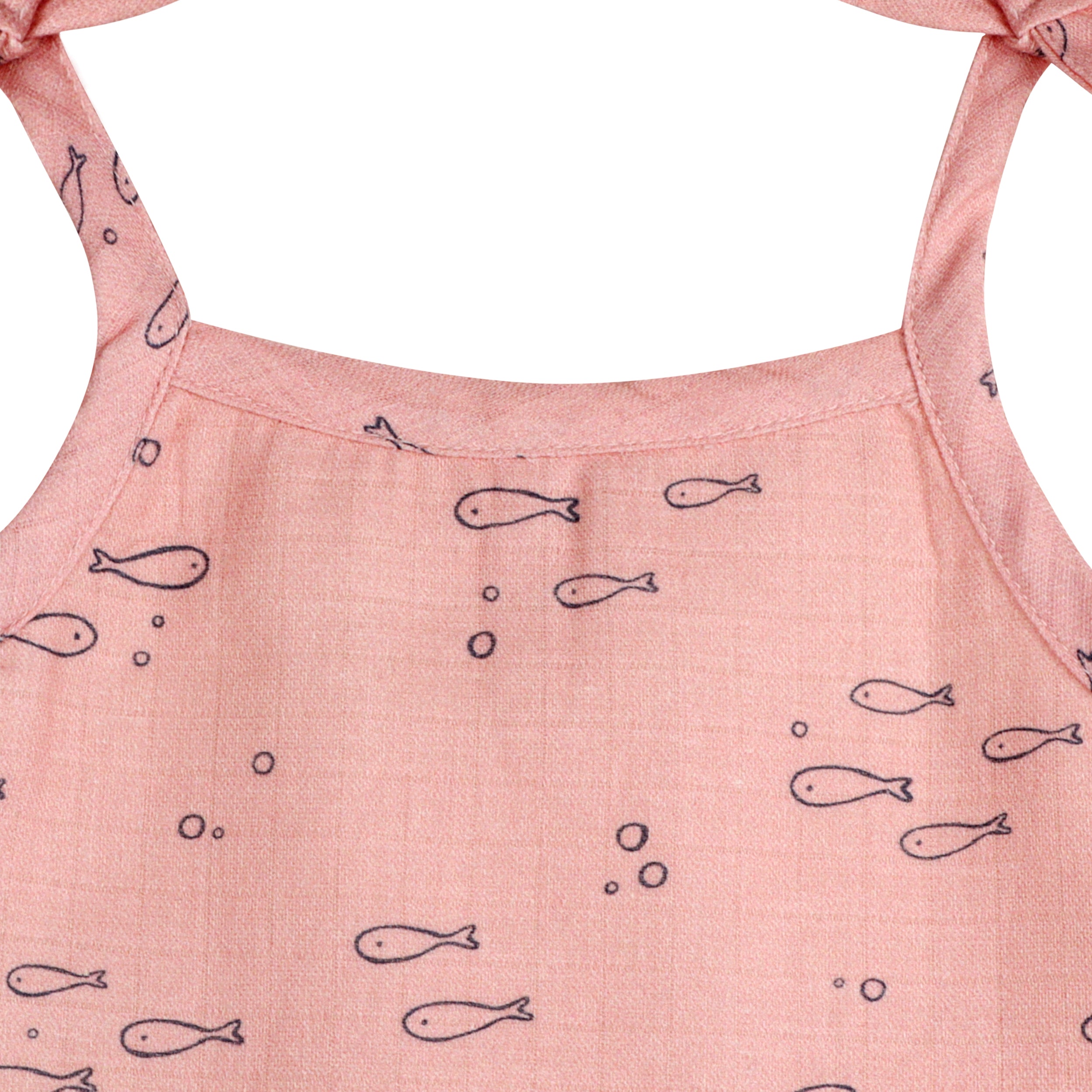 Fishes Shoulder Tie Baby Top & Bottom Set (Organic Muslin)