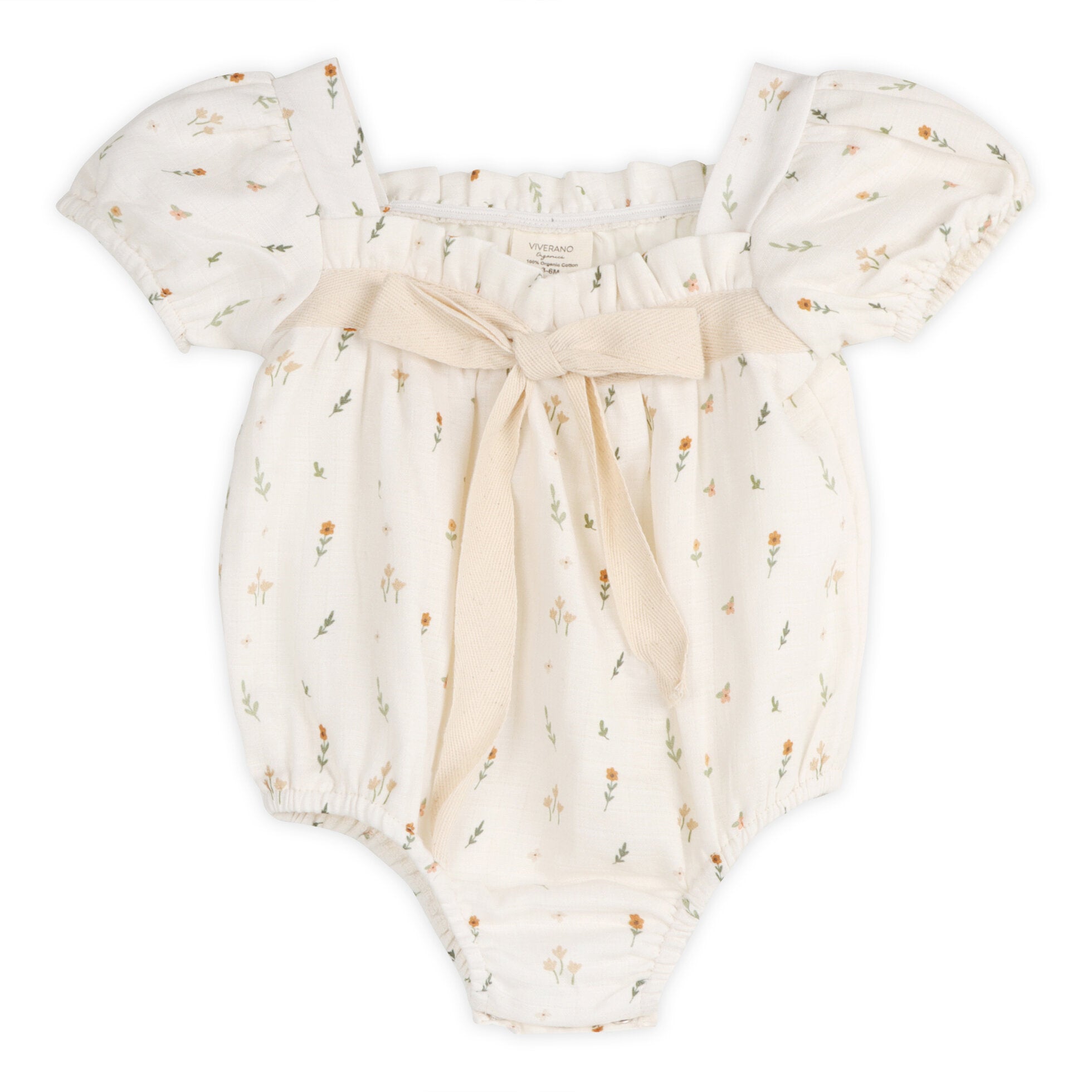 Boho Floral Bow Bubble Baby Romper + Headband Set (Organic Muslin)