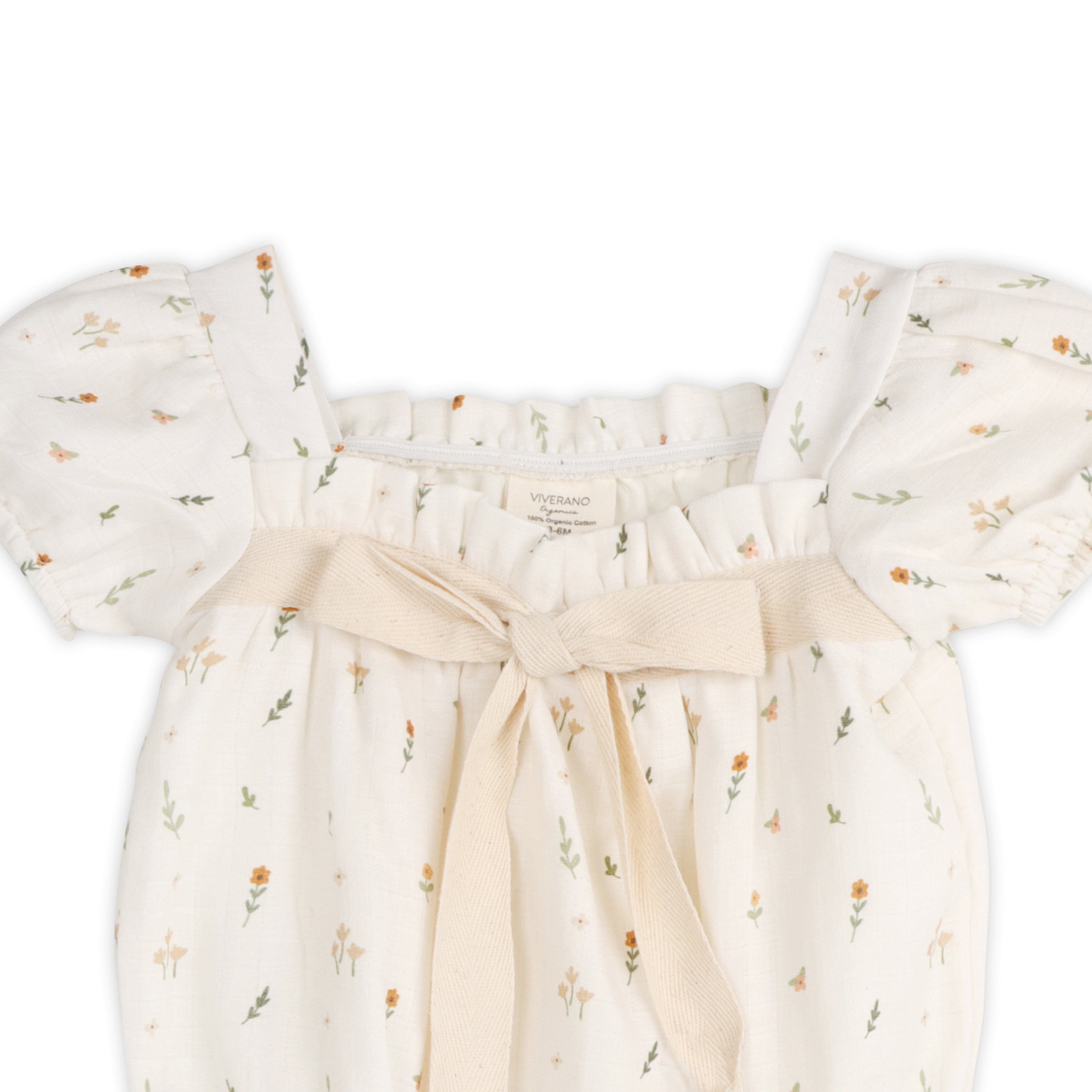 Boho Floral Bow Bubble Baby Romper + Headband Set (Organic Muslin)