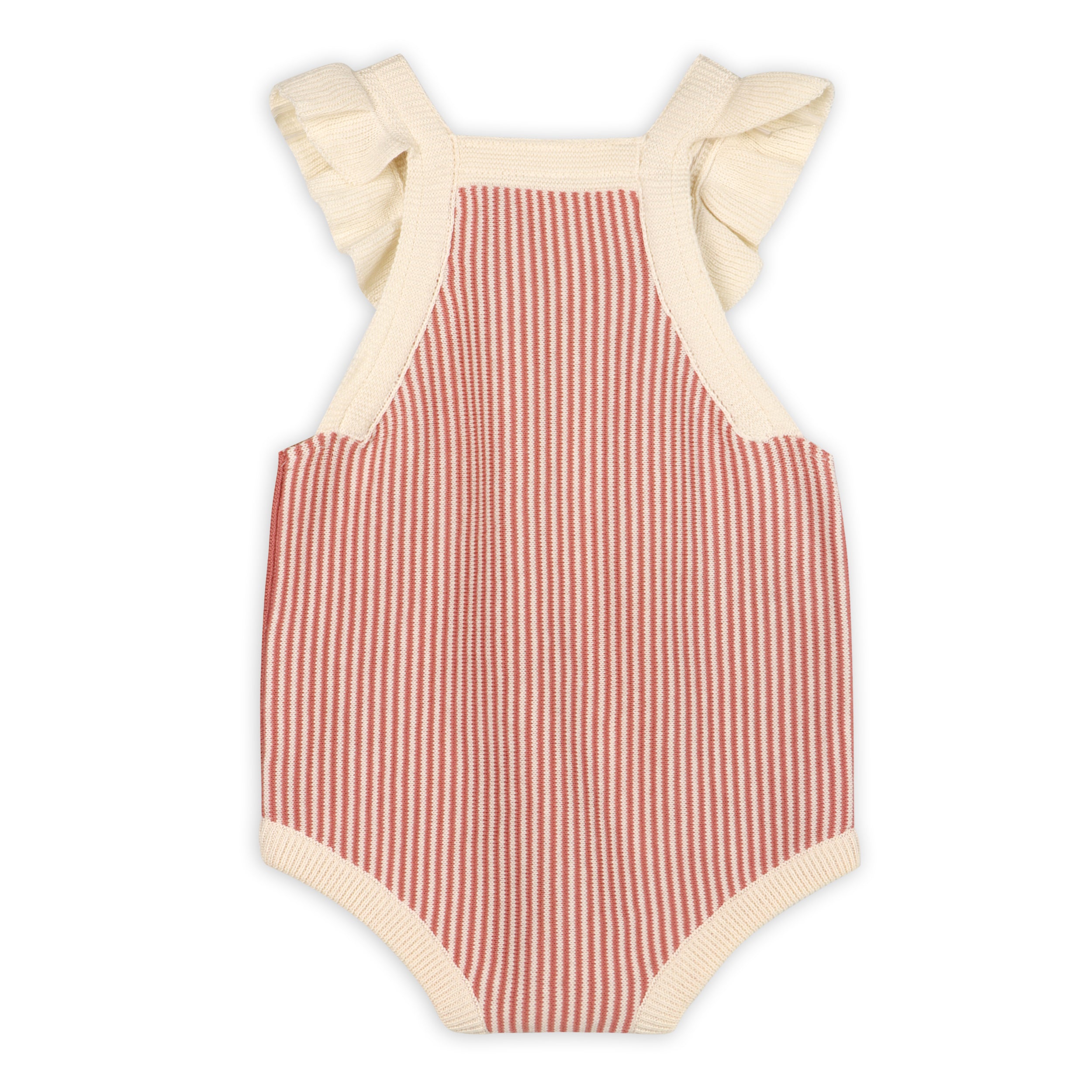 Cherry Stripe Embroidered Baby Ruffle Romper Set (Organic Cotton)