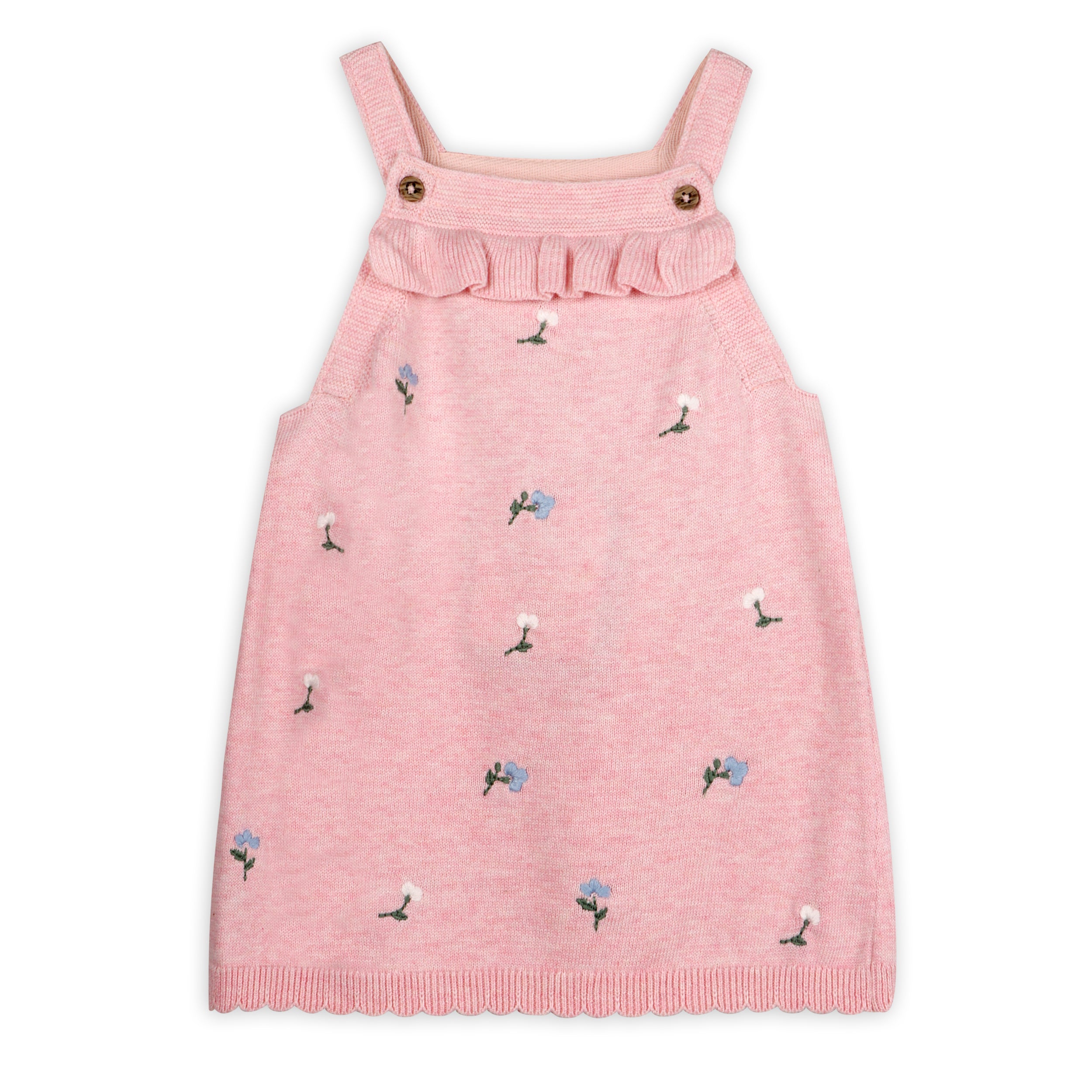 Floral Bouquet Embroidered Tunic Baby Knit Dress Set (Organic)